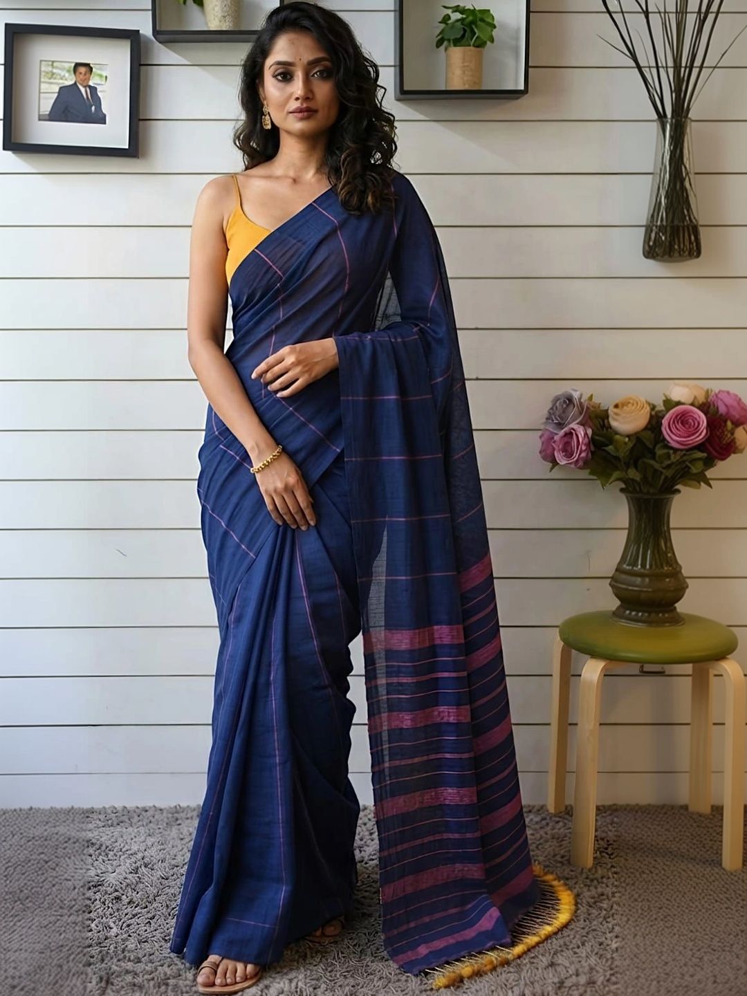 KALINI Striped Pure Cotton Khadi Saree-picture-28