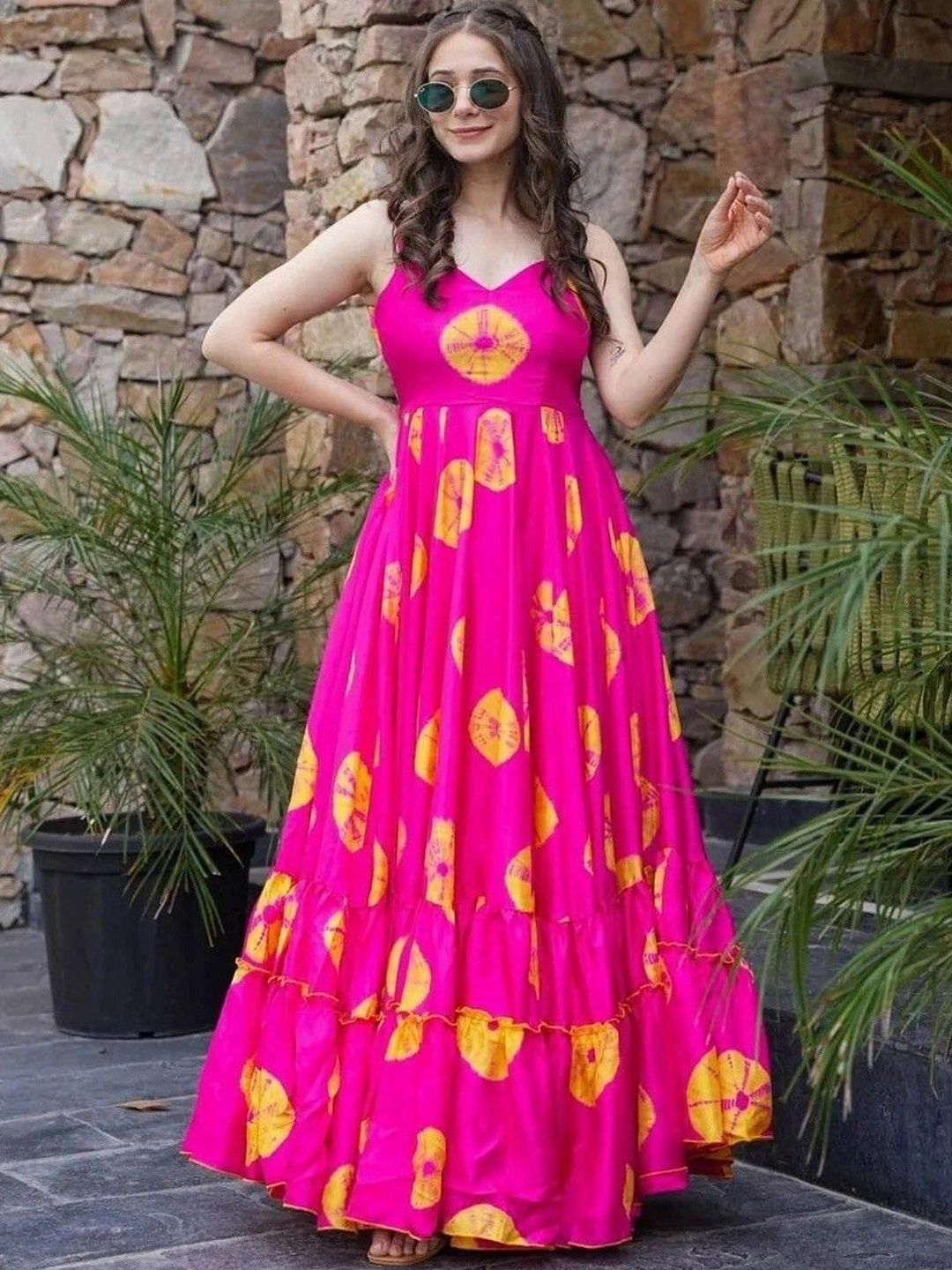 Dream Crushers Printed V-Neck Maxi Ethnic Dresses-image-9