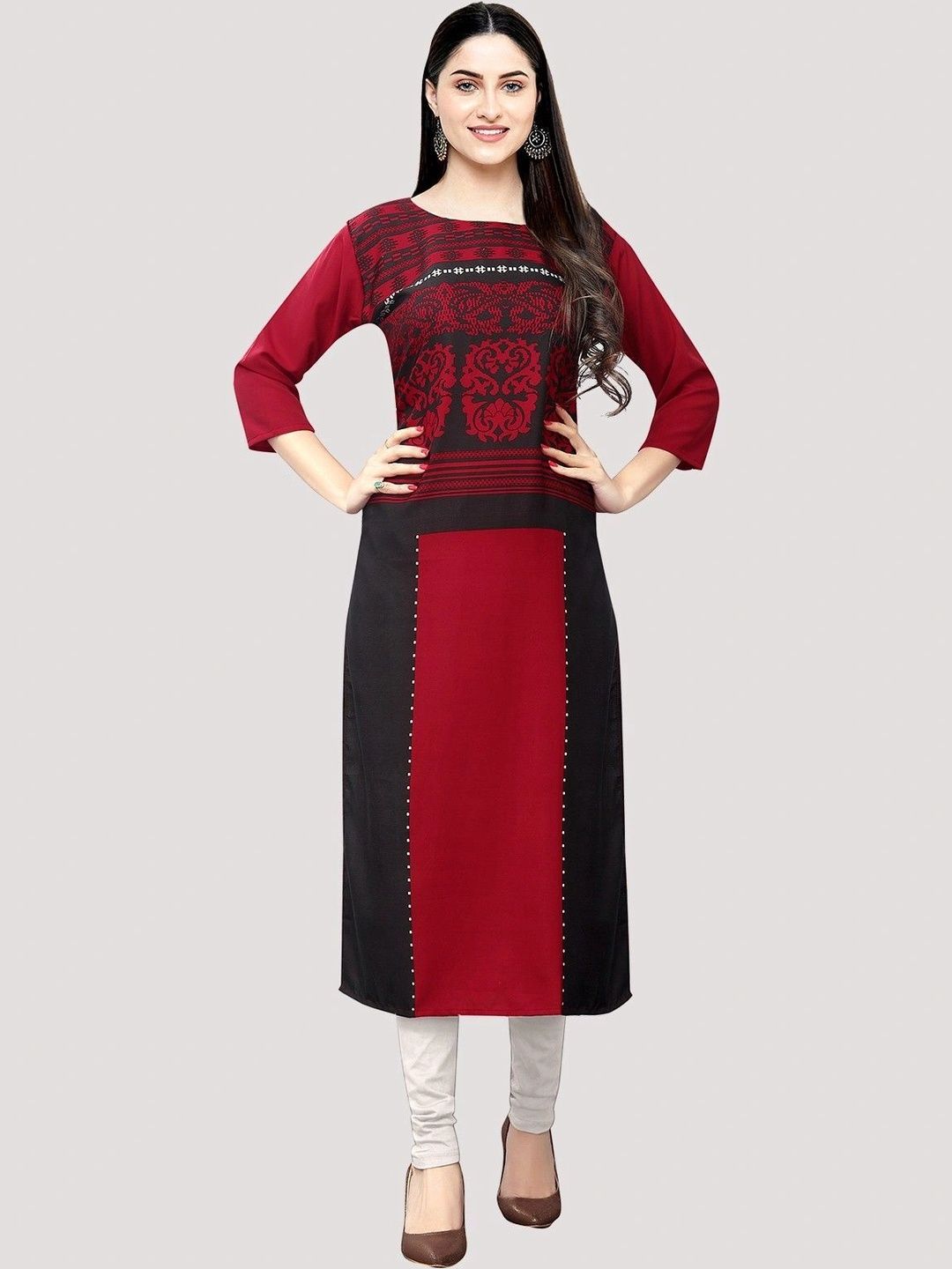 HERE&NOW Women Ethnic Motifs Printed Crepe Kurta-picture-38