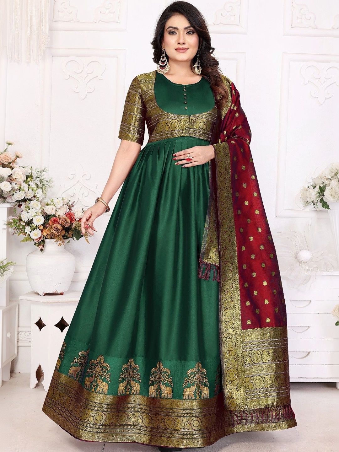 Kinjhit Fashion Woven Design A-Line Ethnic Dresses-picture-16