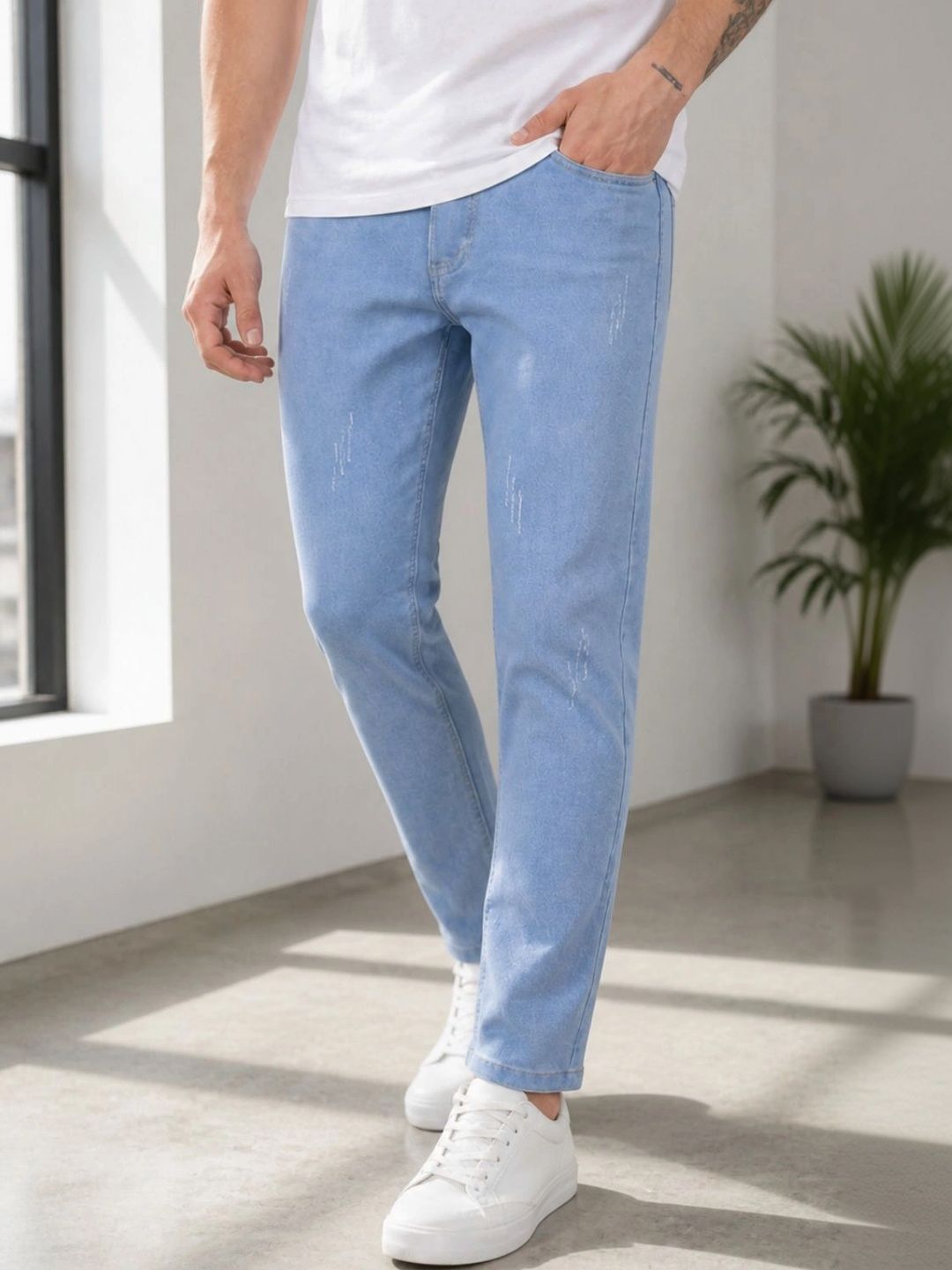 BREXX Men Jean Slim Fit Mid-Rise Low Distress Stretchable Jeans-picture-18