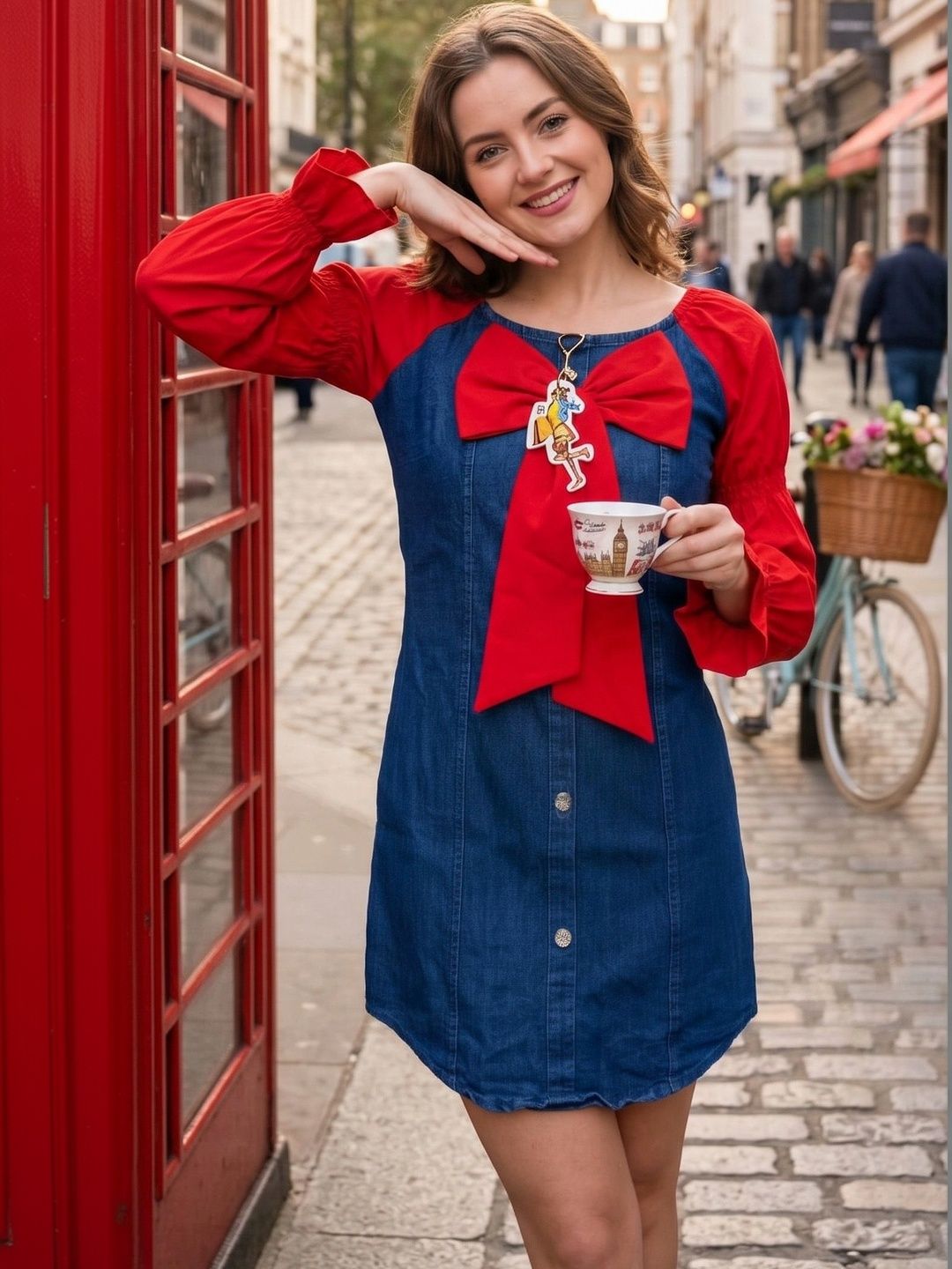 TIROMI Colourblocked Denim A-Line Dress-picture-12