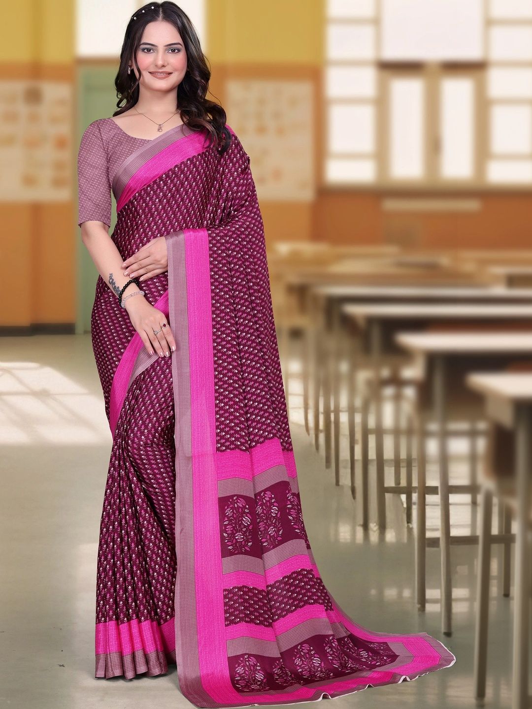 all about you Poly Crepe Designer Saree-picture-1