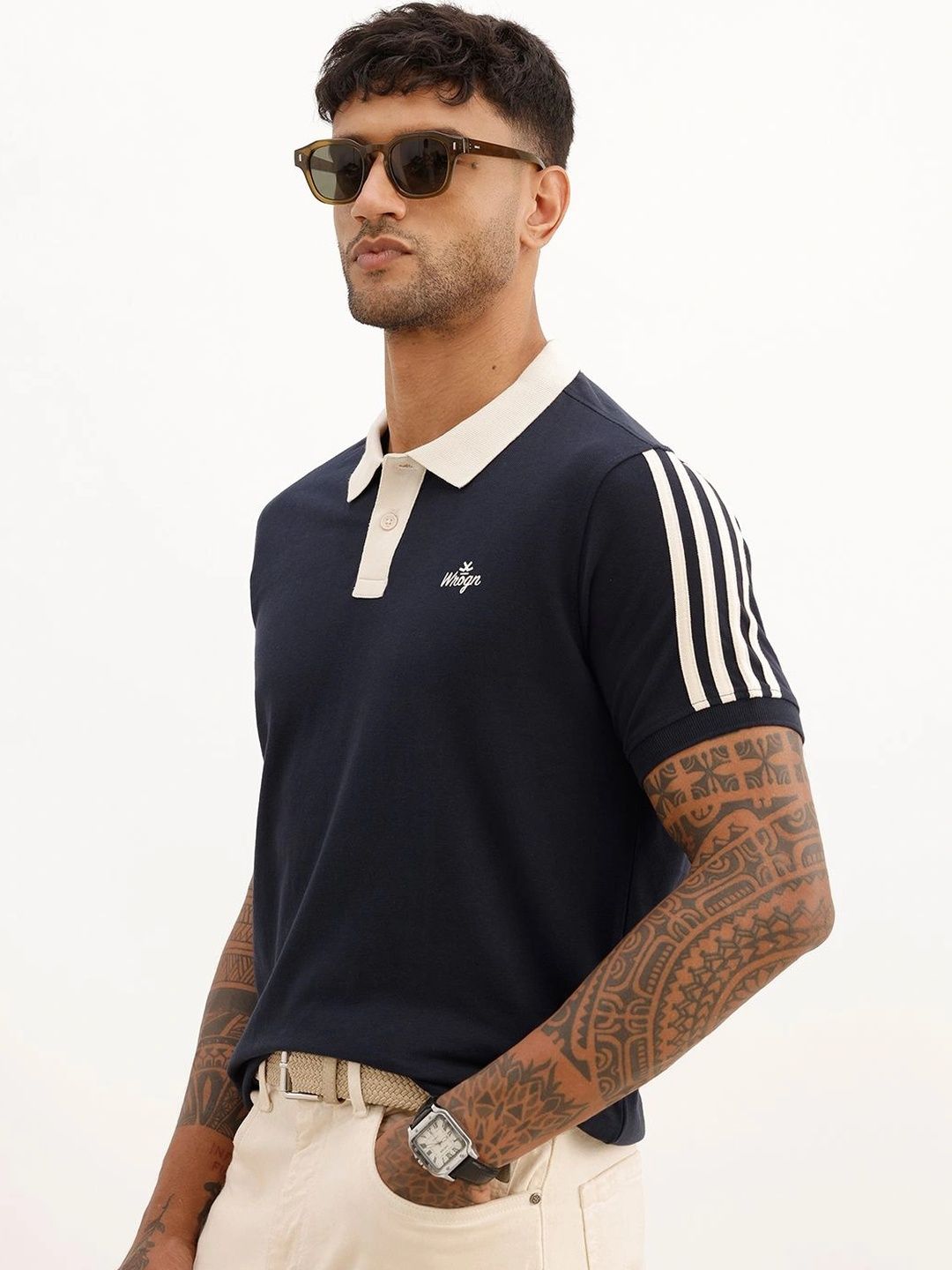 WROGN Men Brand Logo Polo Collar Slim Fit T-shirt-picture-27