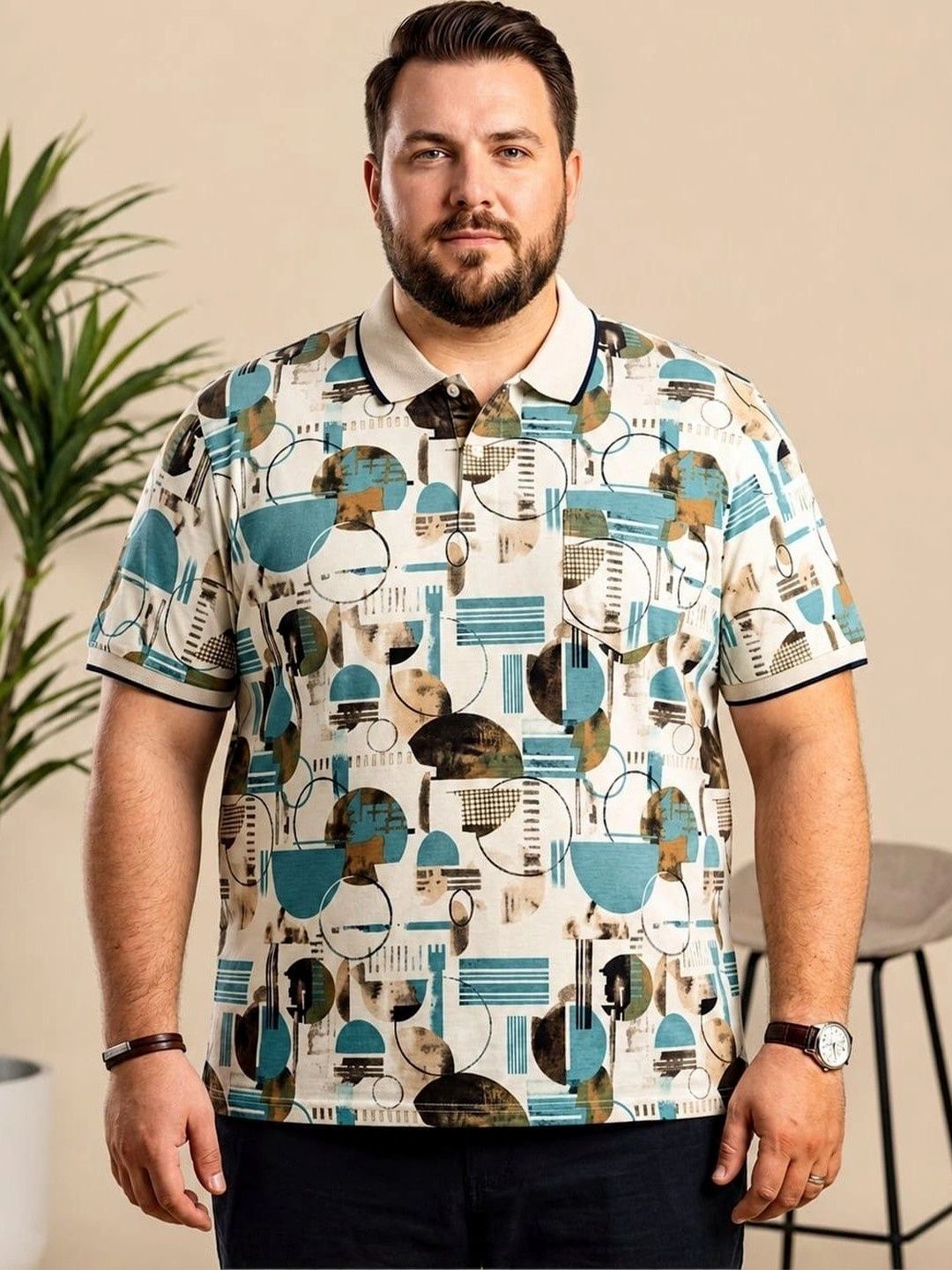 AUSTIVO Men Printed Polo Collar T-shirt-picture-7