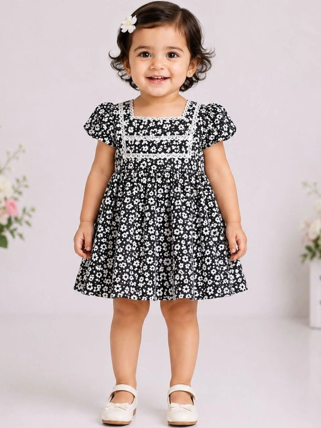 Cuddleloom Animal Print Puff Sleeve Ruffled A-Line Dress-picture-35