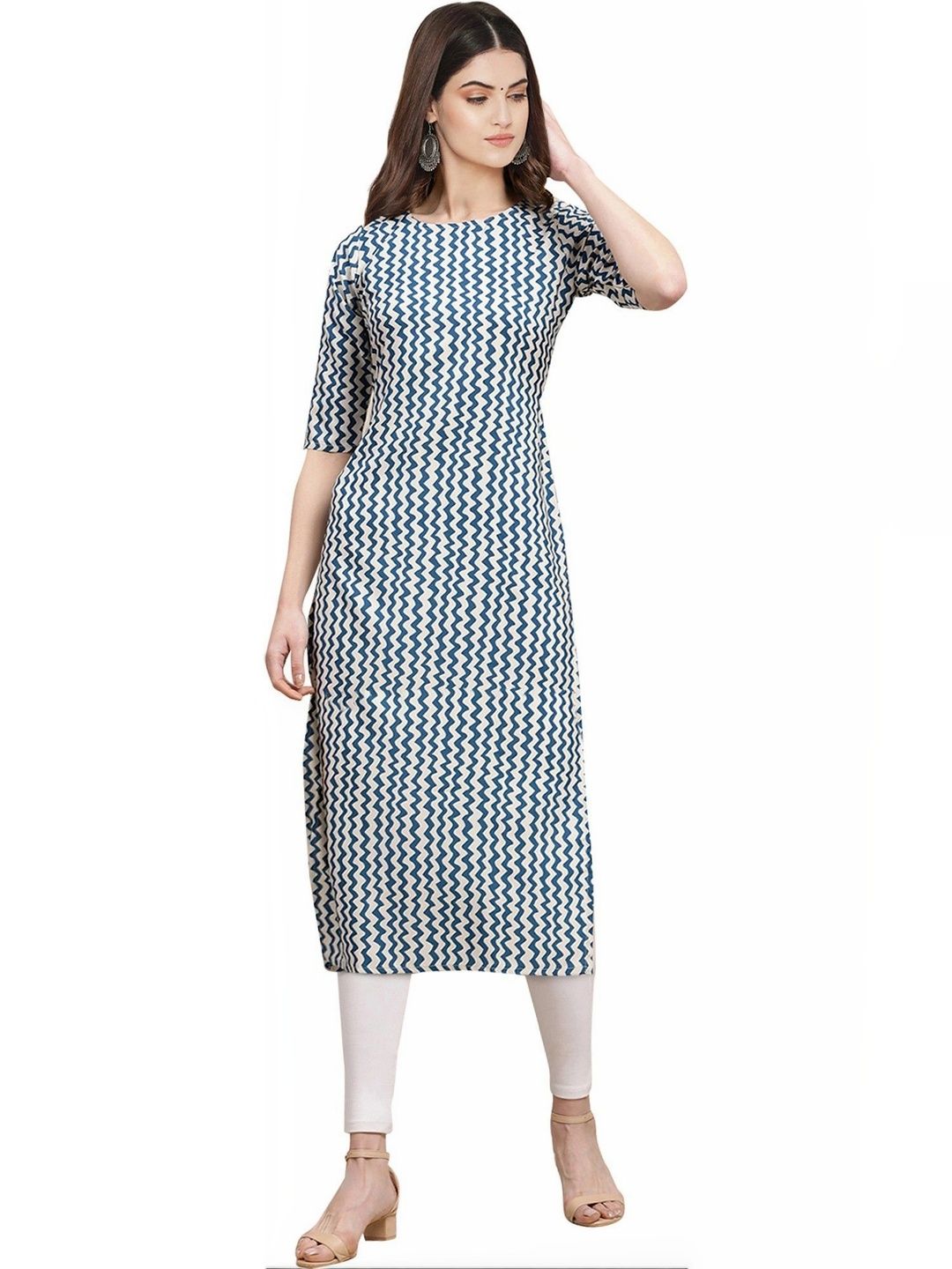 HERE&NOW Women Geometric Printed Crepe Kurta-picture-53