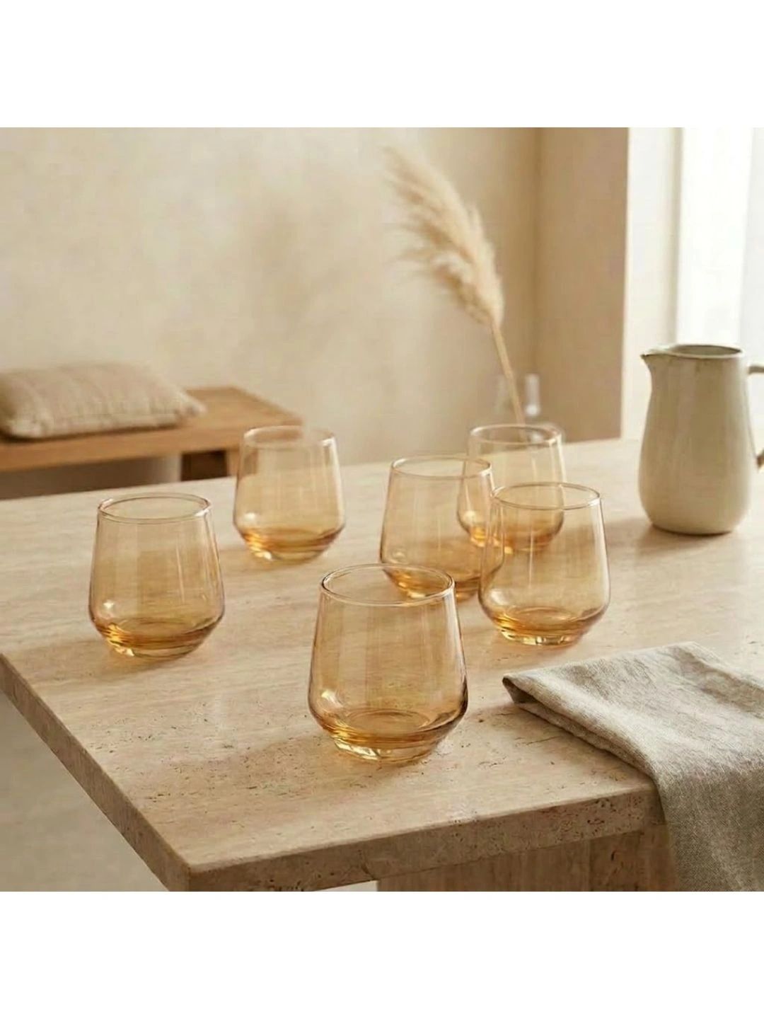 nestcase Gold-Toned 6 Dishwasher Safe Glass Whisky Glass Bar Glass-image-47