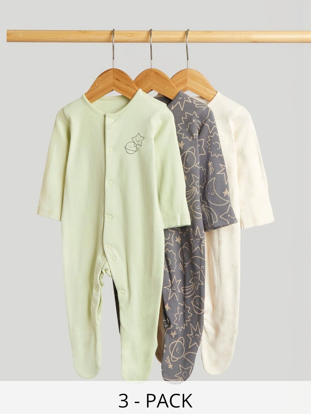 mothercare Boys Pack of 3 Printed Sleepsuit-picture-35