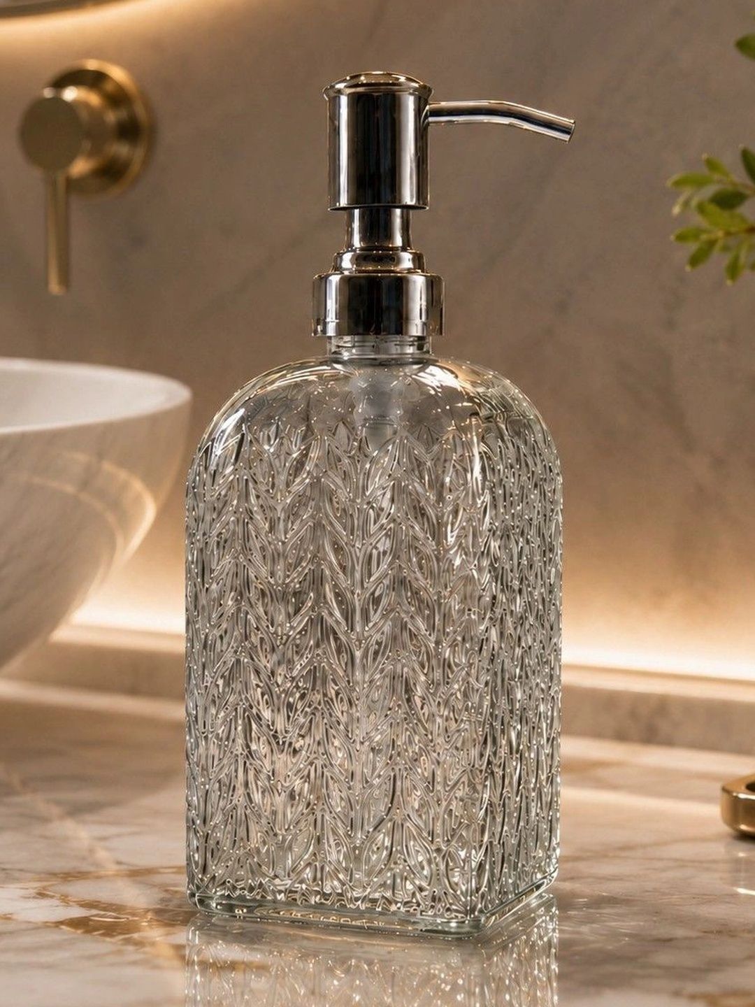 Beautifymyspace Transparent Textured Glass Soap Dispenser-picture-13