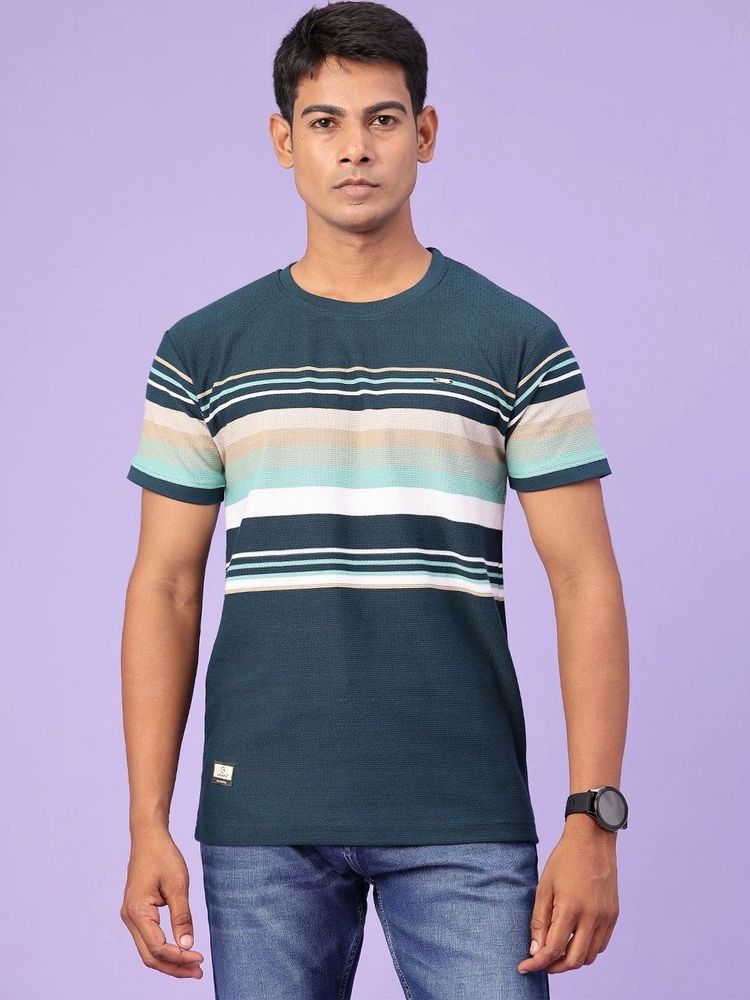 V-Mart Men Striped Slim Fit T-shirt-picture-41