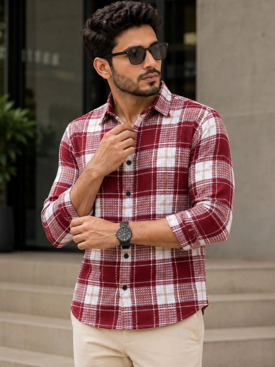 TUSHREE BOUTIQUE Men Classic Tartan Checks Checked Casual Shirt-picture-13