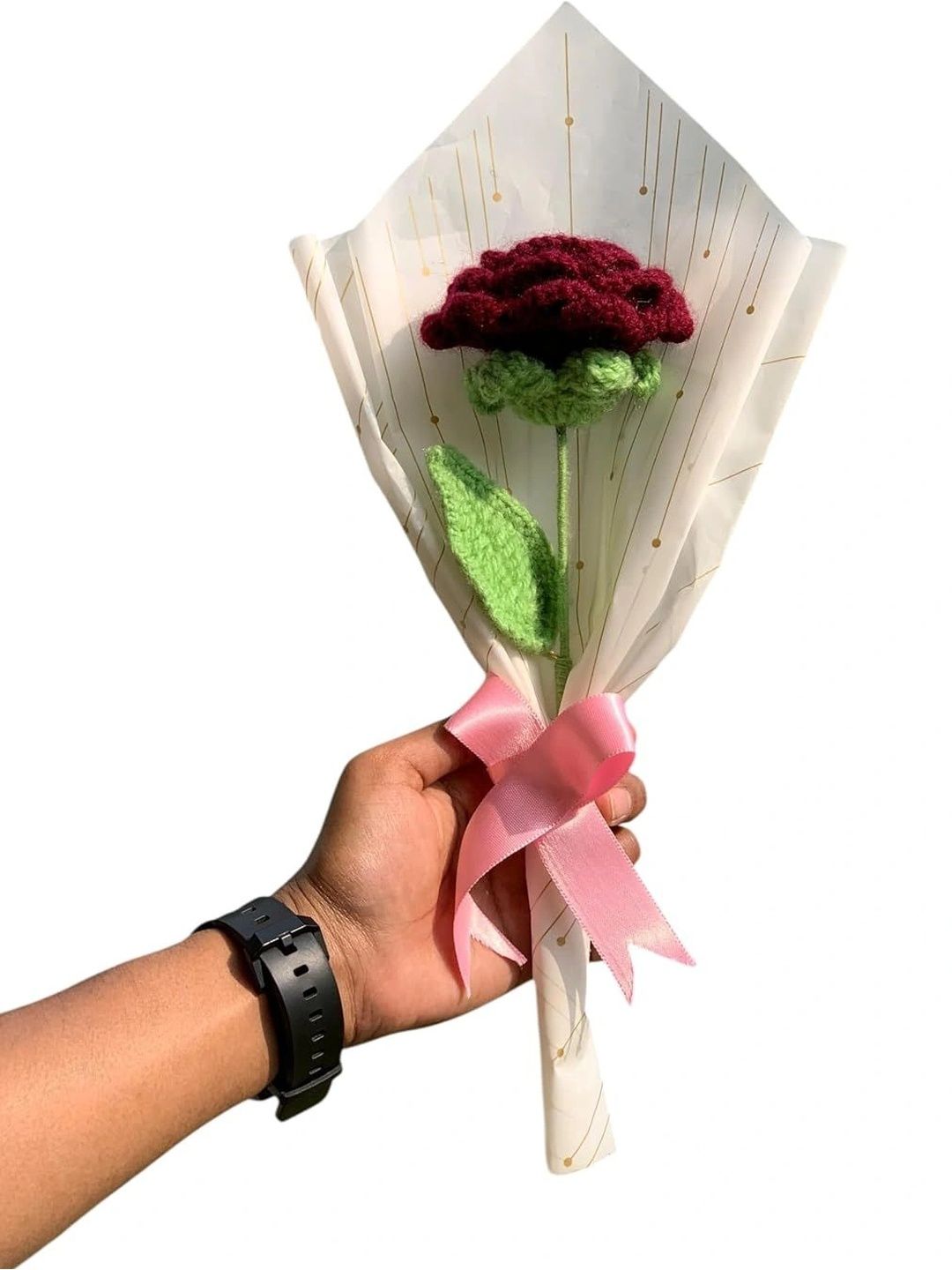 Agantuk Maroon 1 Pieces Rose Artificial Flower-picture-30