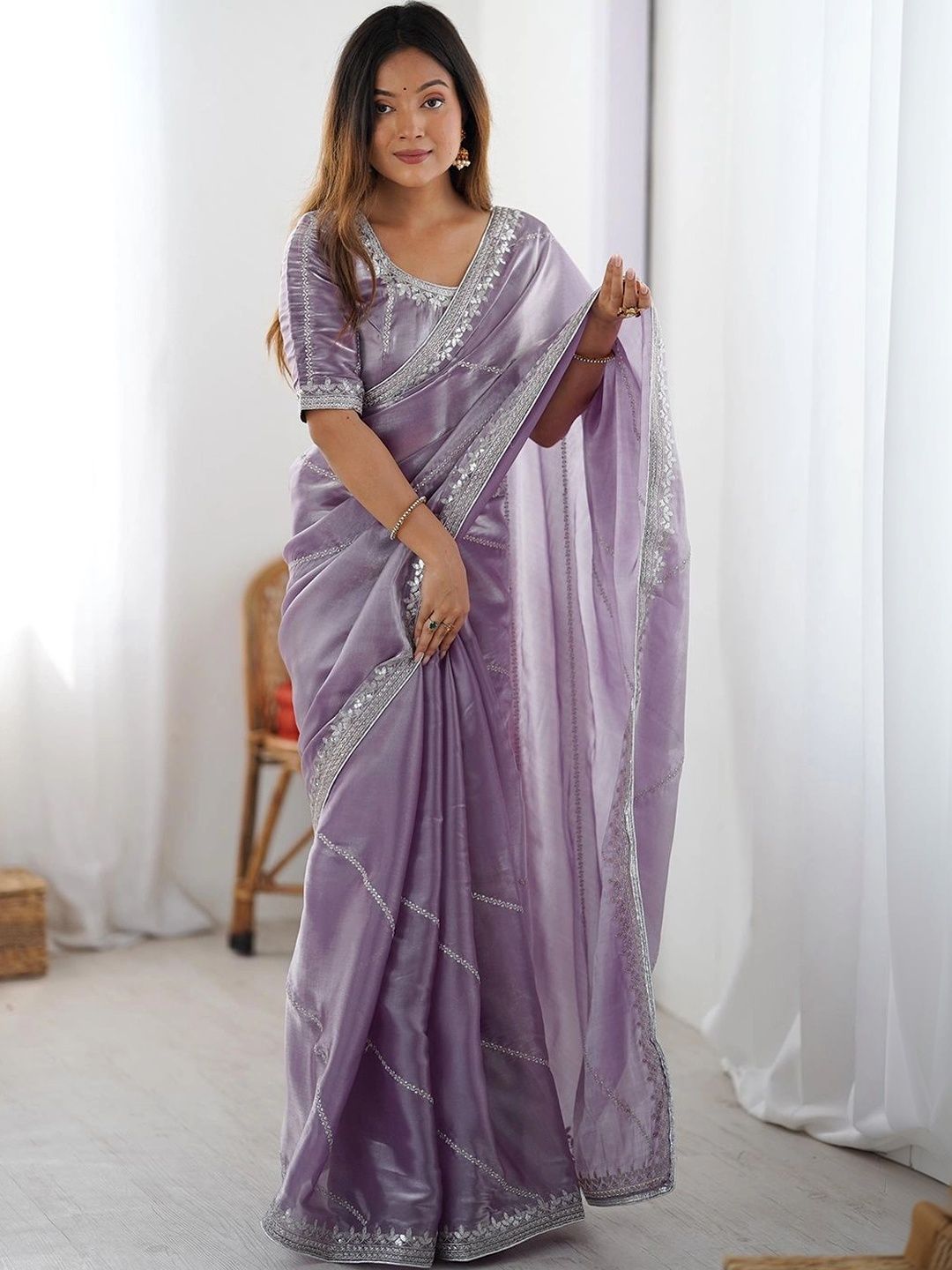 SAARA Embellished Embroidered Tissue Saree-picture-21