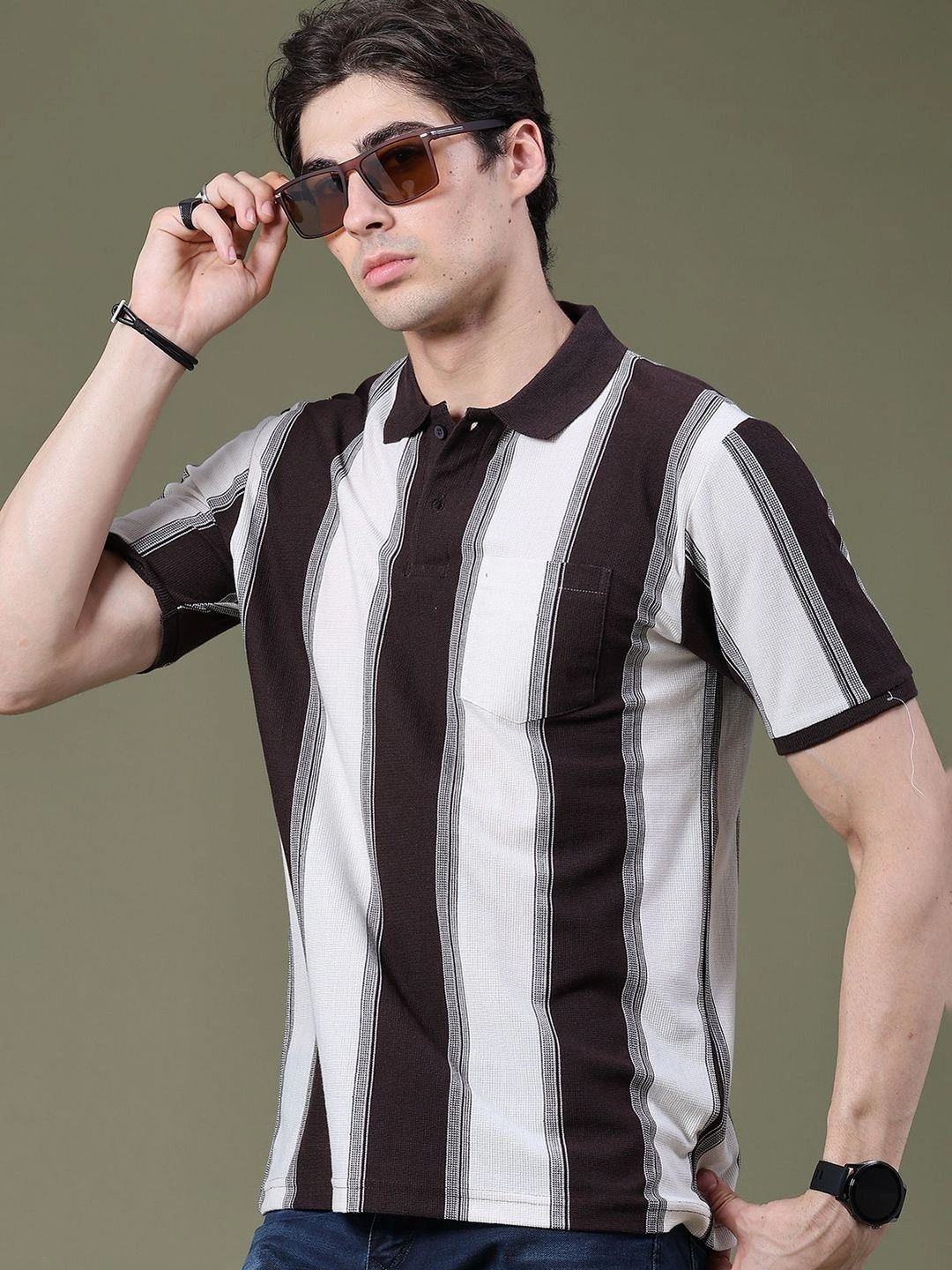 LIMEROAD Men Striped Polo Collar T-shirt-picture-34