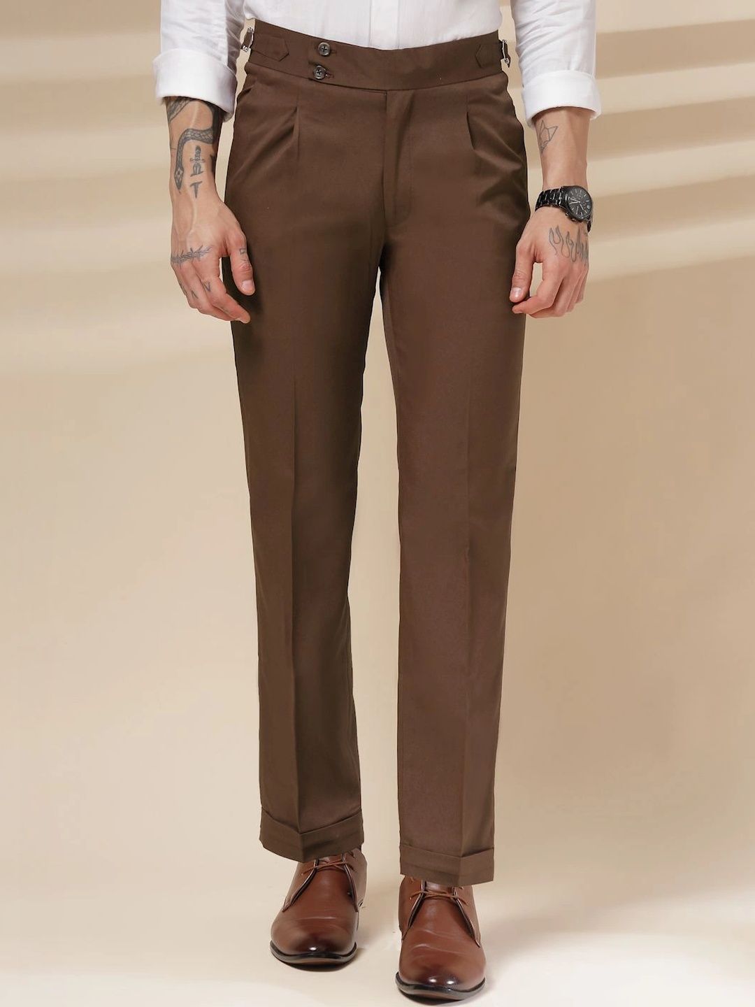 Italian Vega Brown Signature Buttoned Gurkha Pants-picture-41