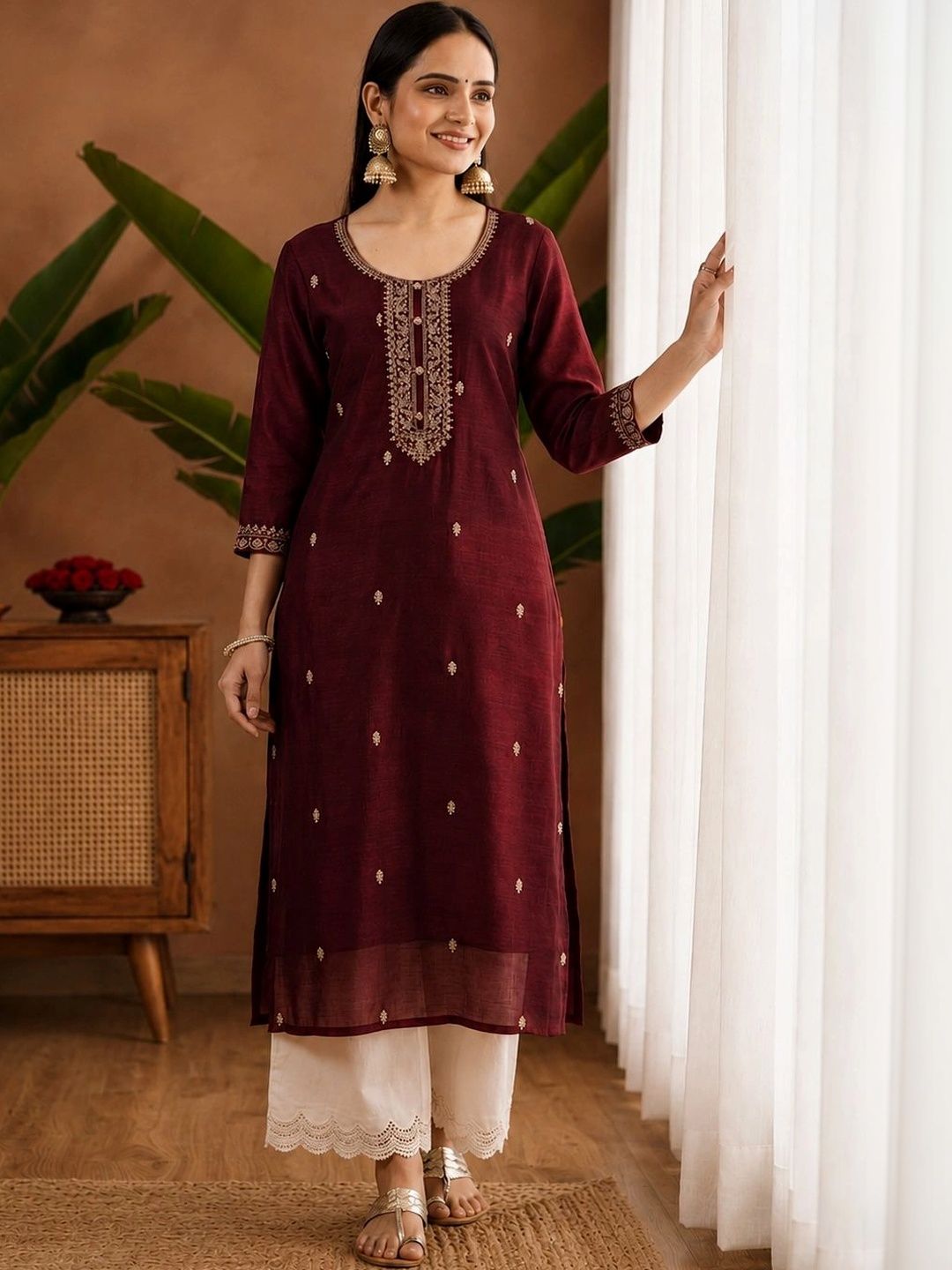 FORKEY Women Embroidered Thread Work Kurta-picture-34