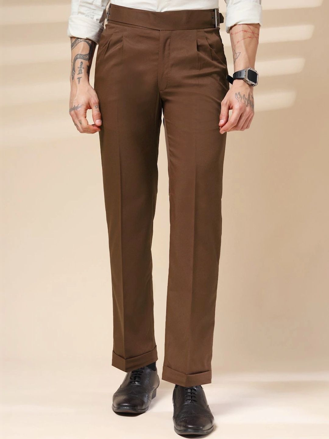 Italian Vega Men High-Rise Wrinkle Free Pleated Trousers-picture-11