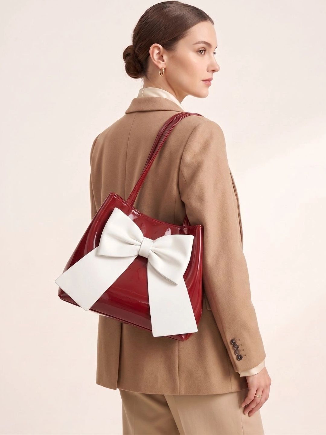 LIKE STYLE PU Oversized Tote Bag with Bow Detail-picture-53