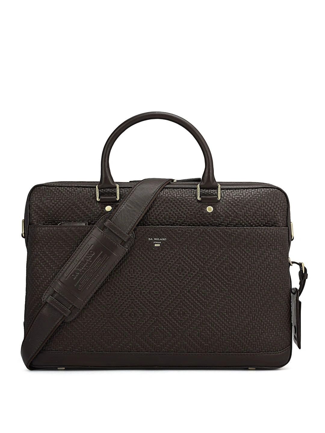 Da Milano Men Textured Leather Laptop Bag-picture-19