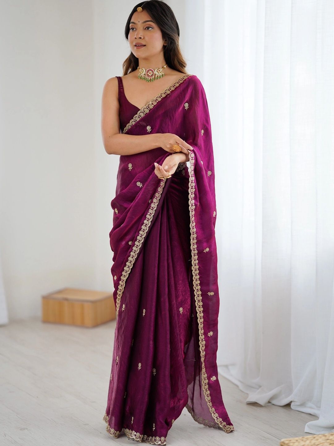 Mitera Embellished Embroidered Satin Designer Saree-picture-22