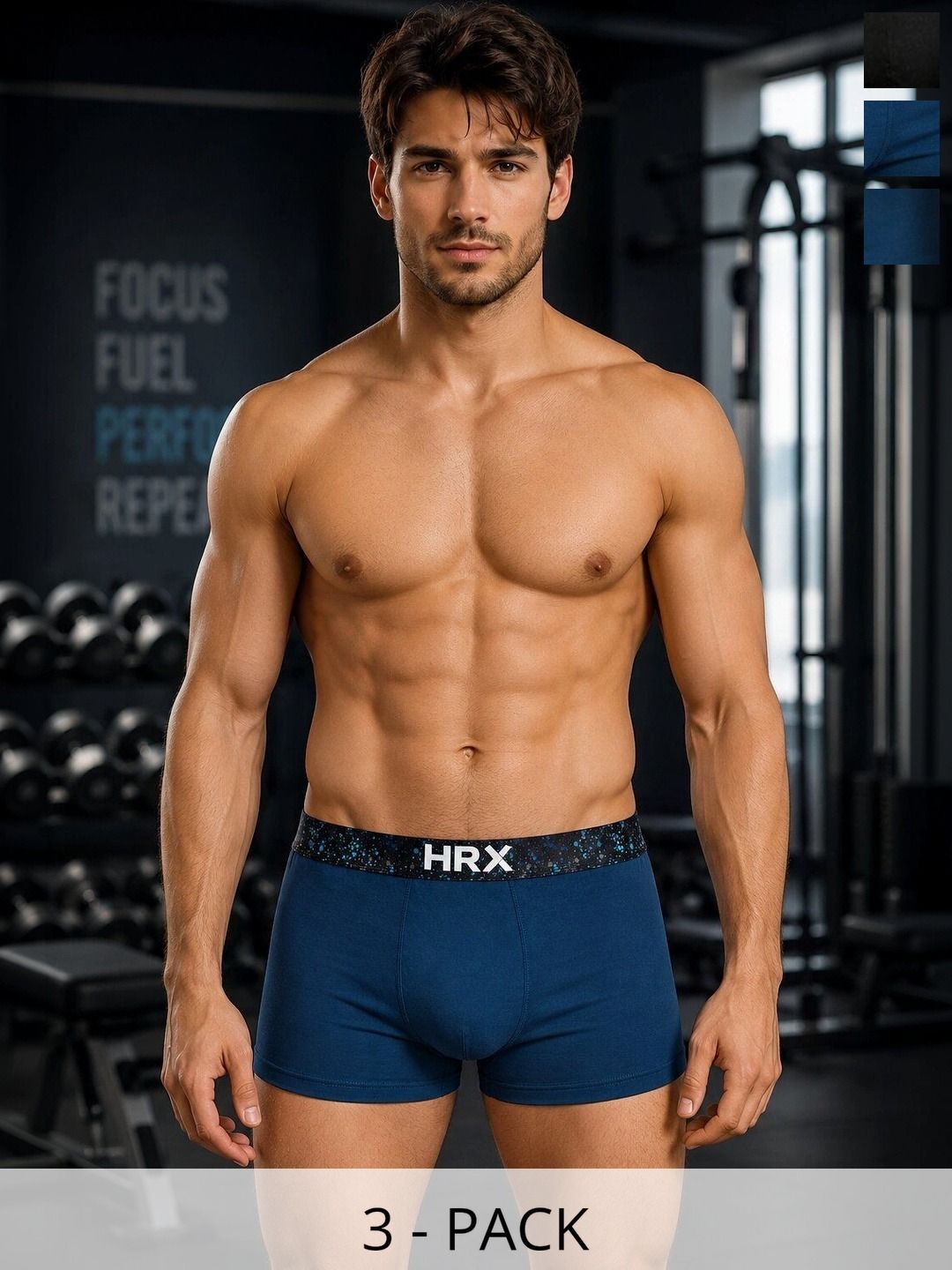 HRX by Hrithik Roshan Pack of 3 Cotton Blend Assorted Printed Trunks-picture-18