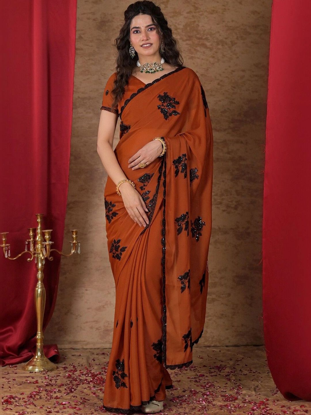 SAARA Embellished Sequinned Saree-image-8