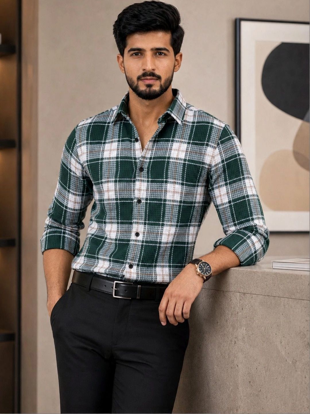TUSHREE BOUTIQUE Men Classic Tartan Checks Checked Casual Shirt-picture-21