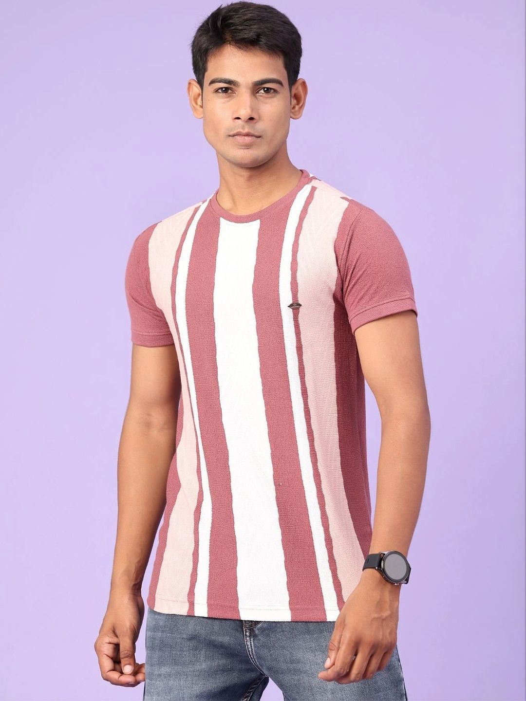 V-Mart Men Striped Slim Fit T-shirt-picture-45