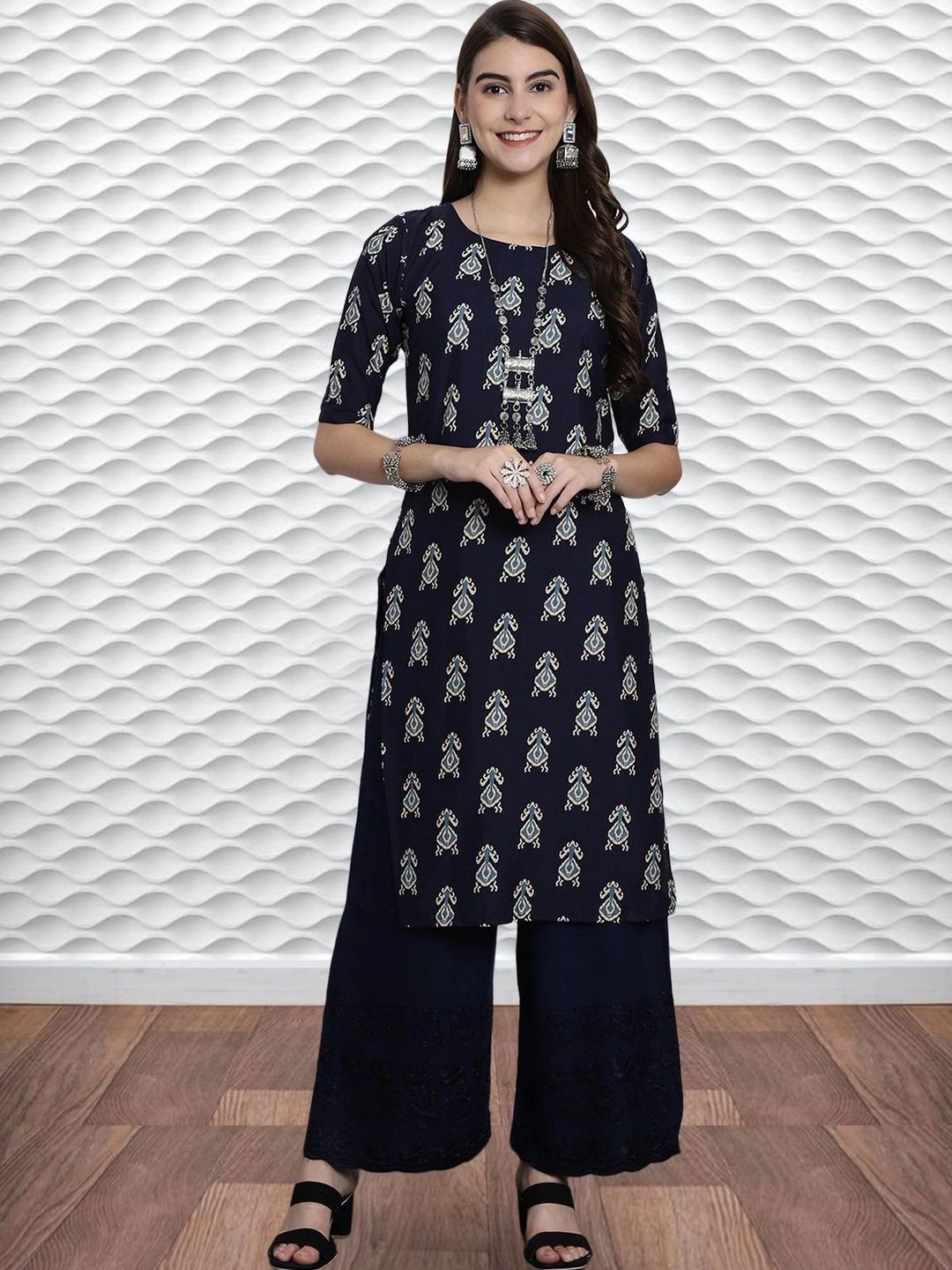 HERE&NOW Women Printed Indie Prints Crepe Kurta-picture-38