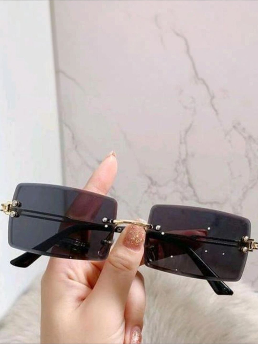 KOPEK Men Grey Lens & Gold-Toned Rectangle Sunglasses with-image-38