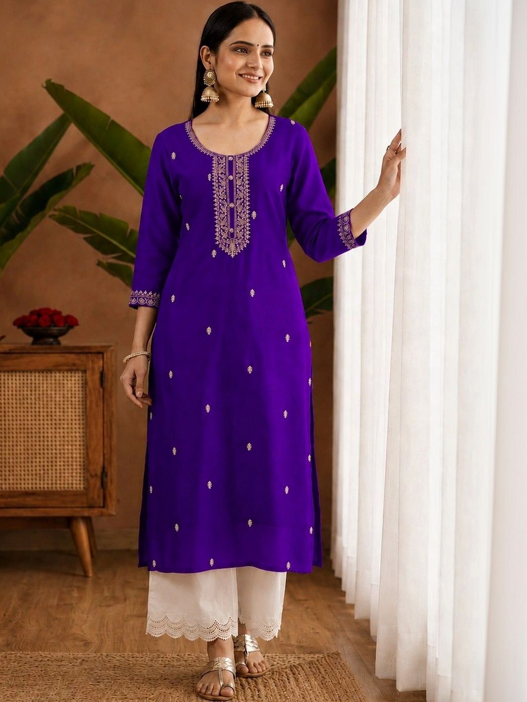 FORKEY Women Embroidered Thread Work Kurta-picture-50