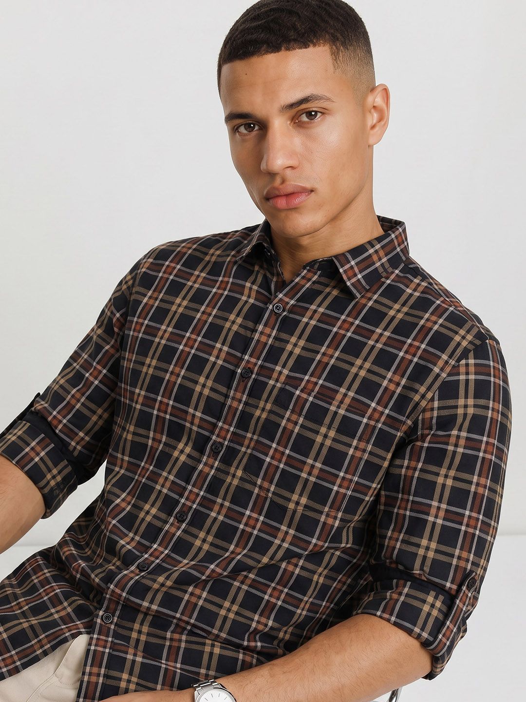 Roadster Life Co. Soft Touch Twill Plaid Casual Shirt-picture-18