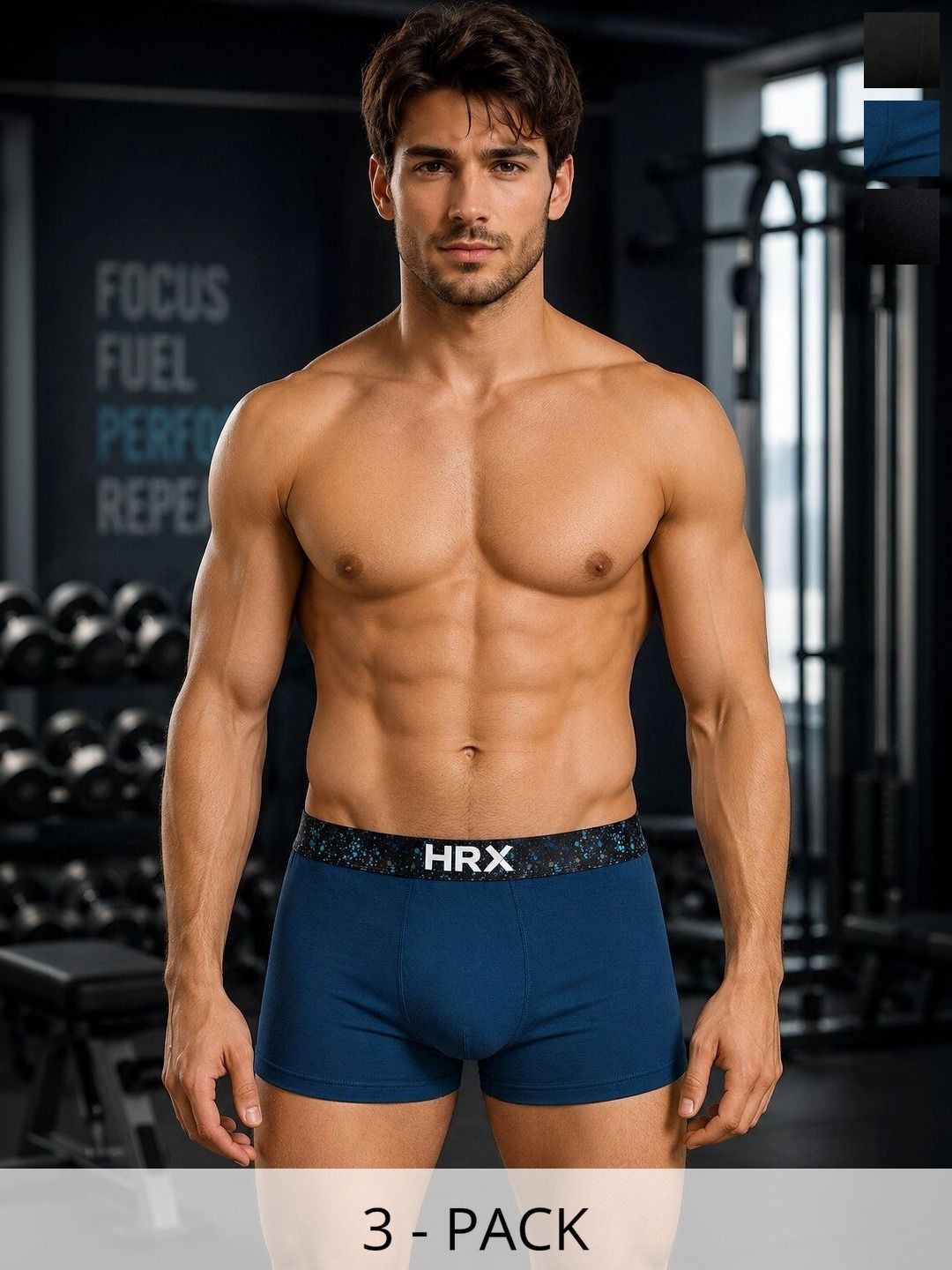 HRX by Hrithik Roshan Pack of 3 Cotton Blend Assorted Printed Trunks-picture-24