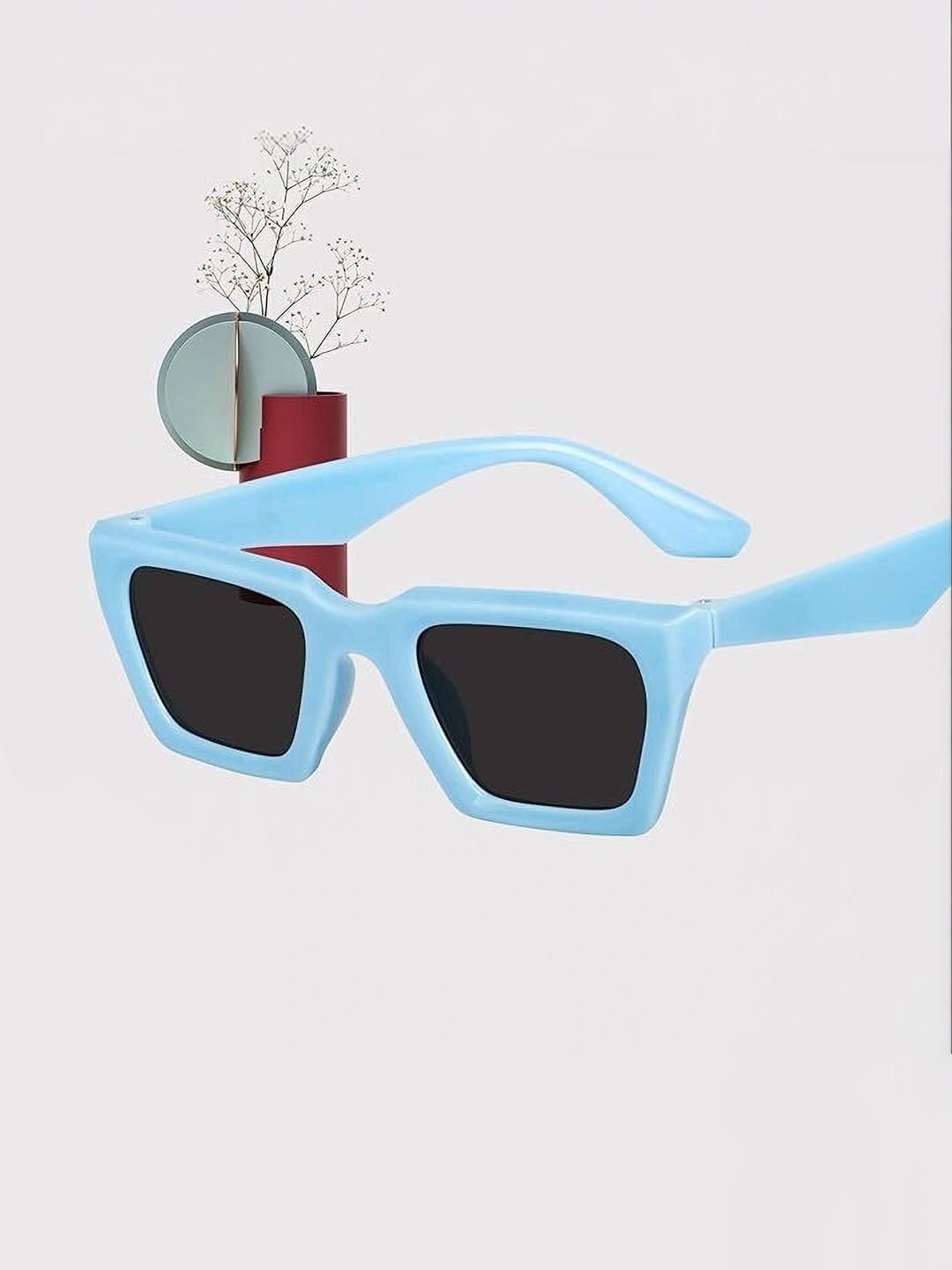 KOPEK Unisex Black Lens & Blue Rectangle Sunglasses with-image-16