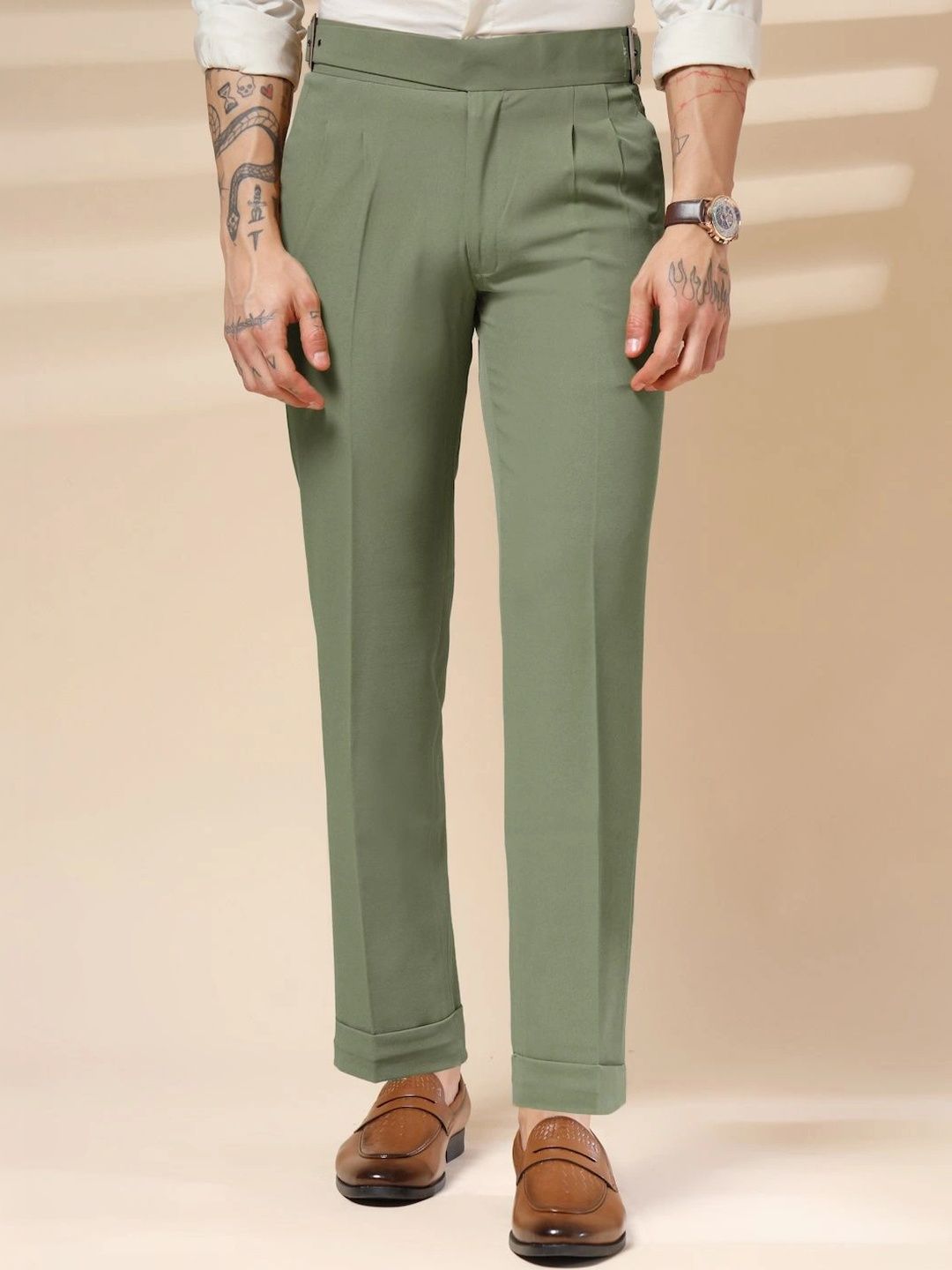 Italian Vega Men High-Rise Wrinkle Free Pleated Trousers-picture-24