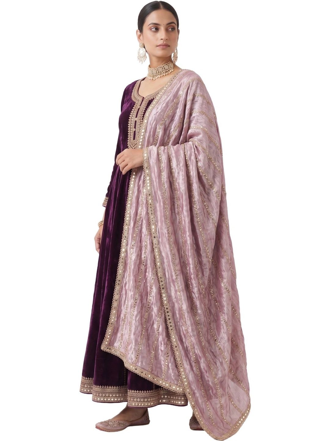 ANNI FASHION Ethnic Motifs Embroidered Art Silk Dupatta with Mirror Work-picture-18