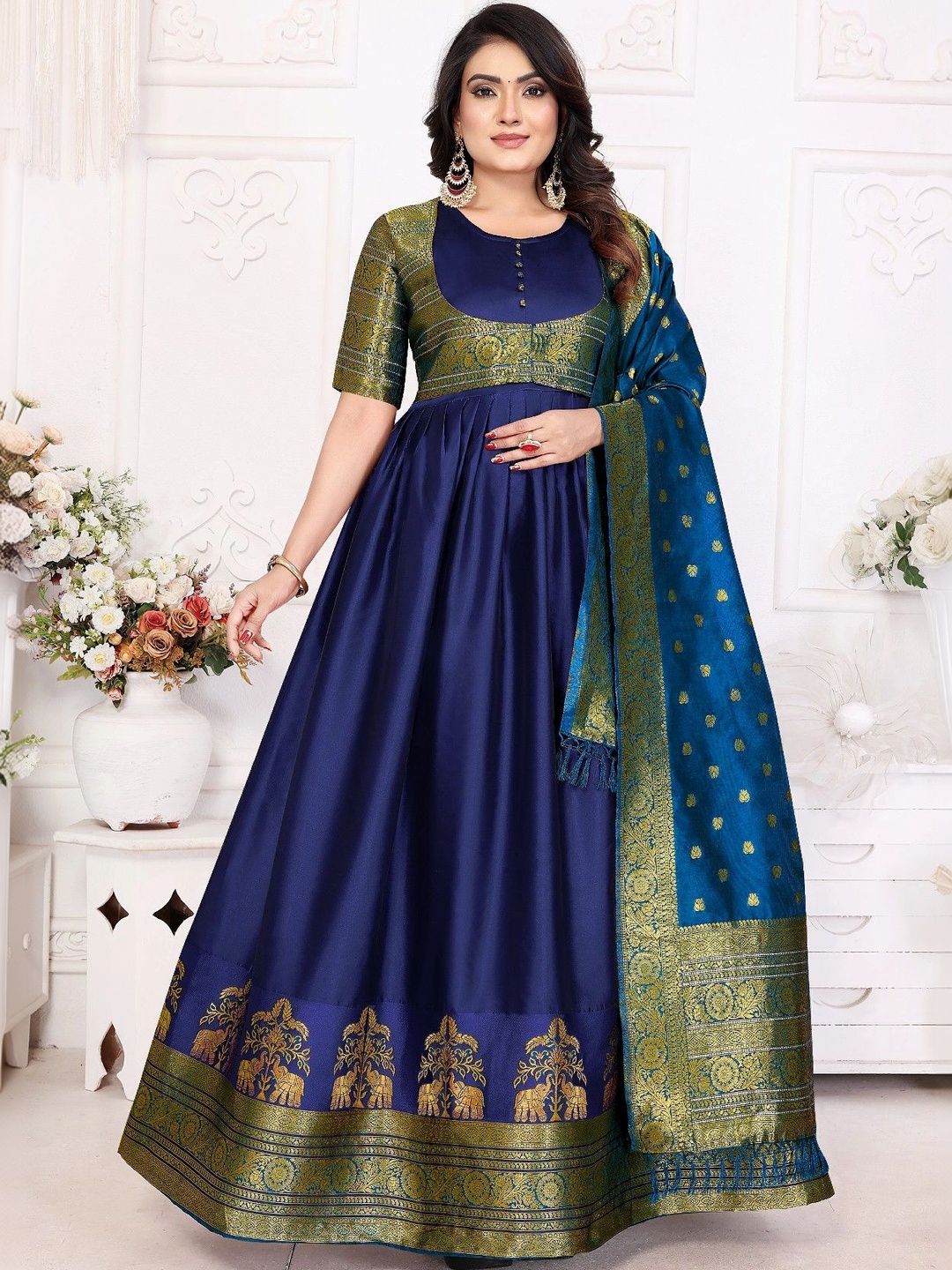 Kinjhit Fashion Woven Design A-Line Ethnic Dresses-picture-11