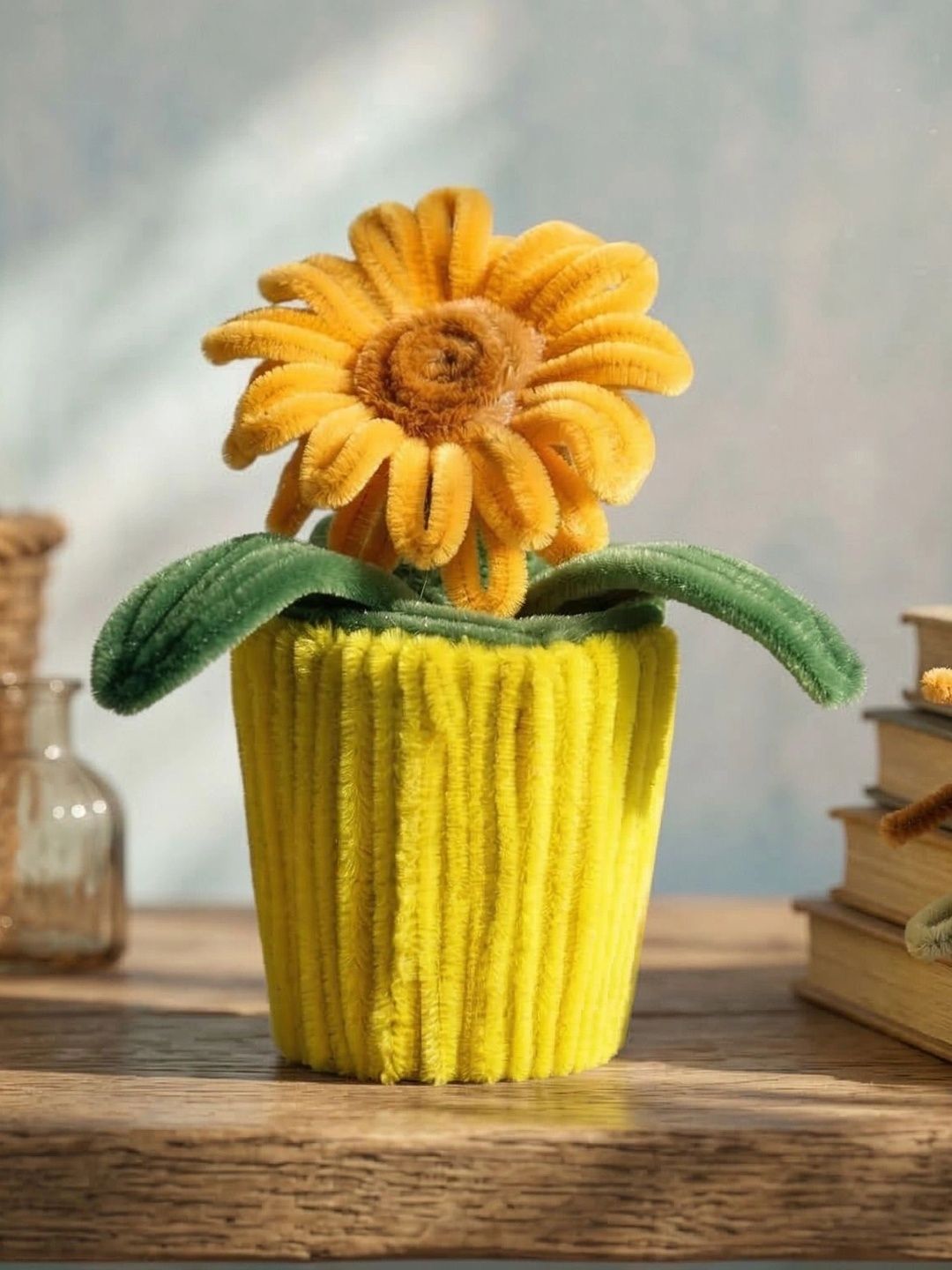 Agantuk Yellow 1 Pieces Sunflower Artificial Flower With Pot-picture-49