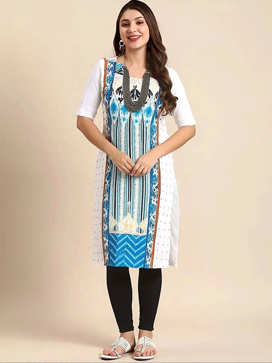 HERE&NOW Women Printed Indie Prints Crepe Kurta-picture-25