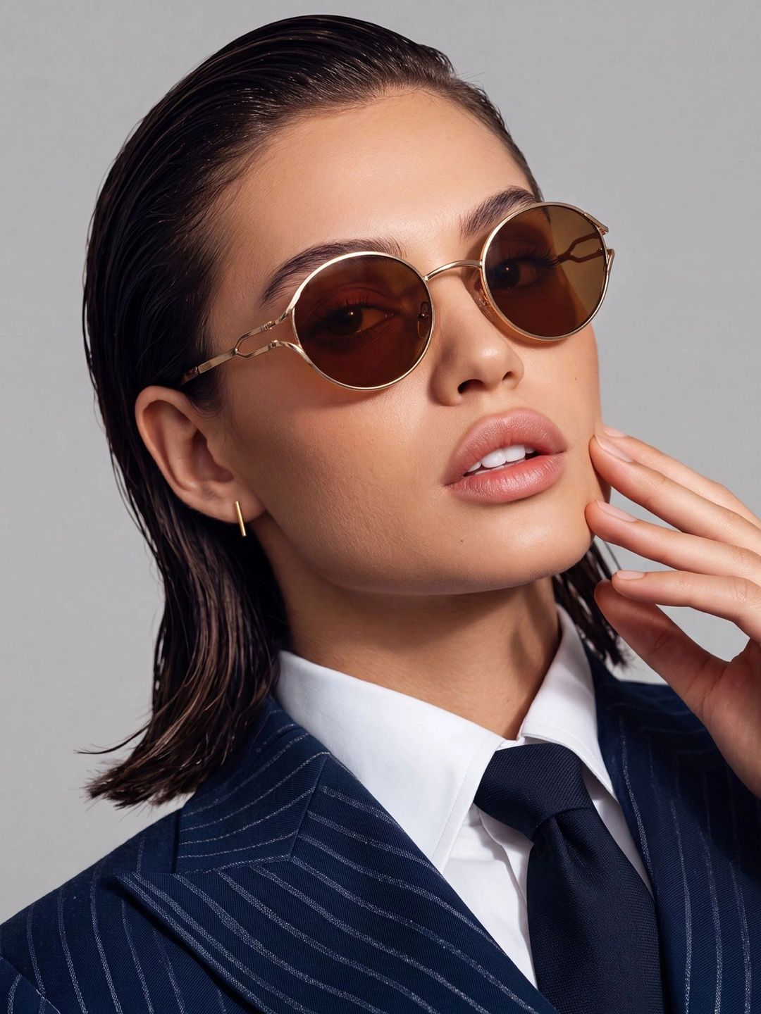 Accessorize Women Brown Lens & Gold-Toned Oval Sunglasses with-image-17