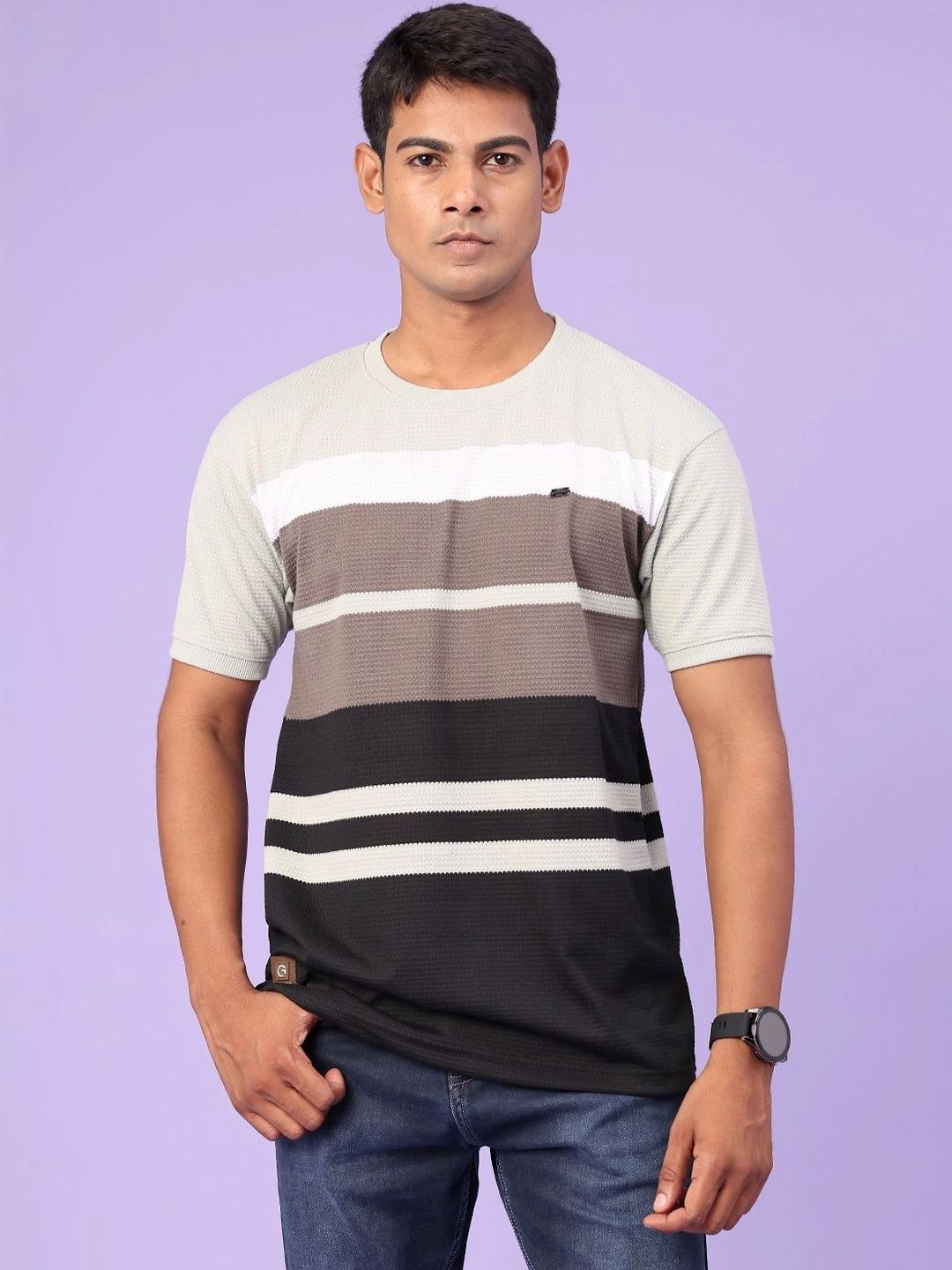 V-Mart Men Striped Slim Fit T-shirt-picture-32