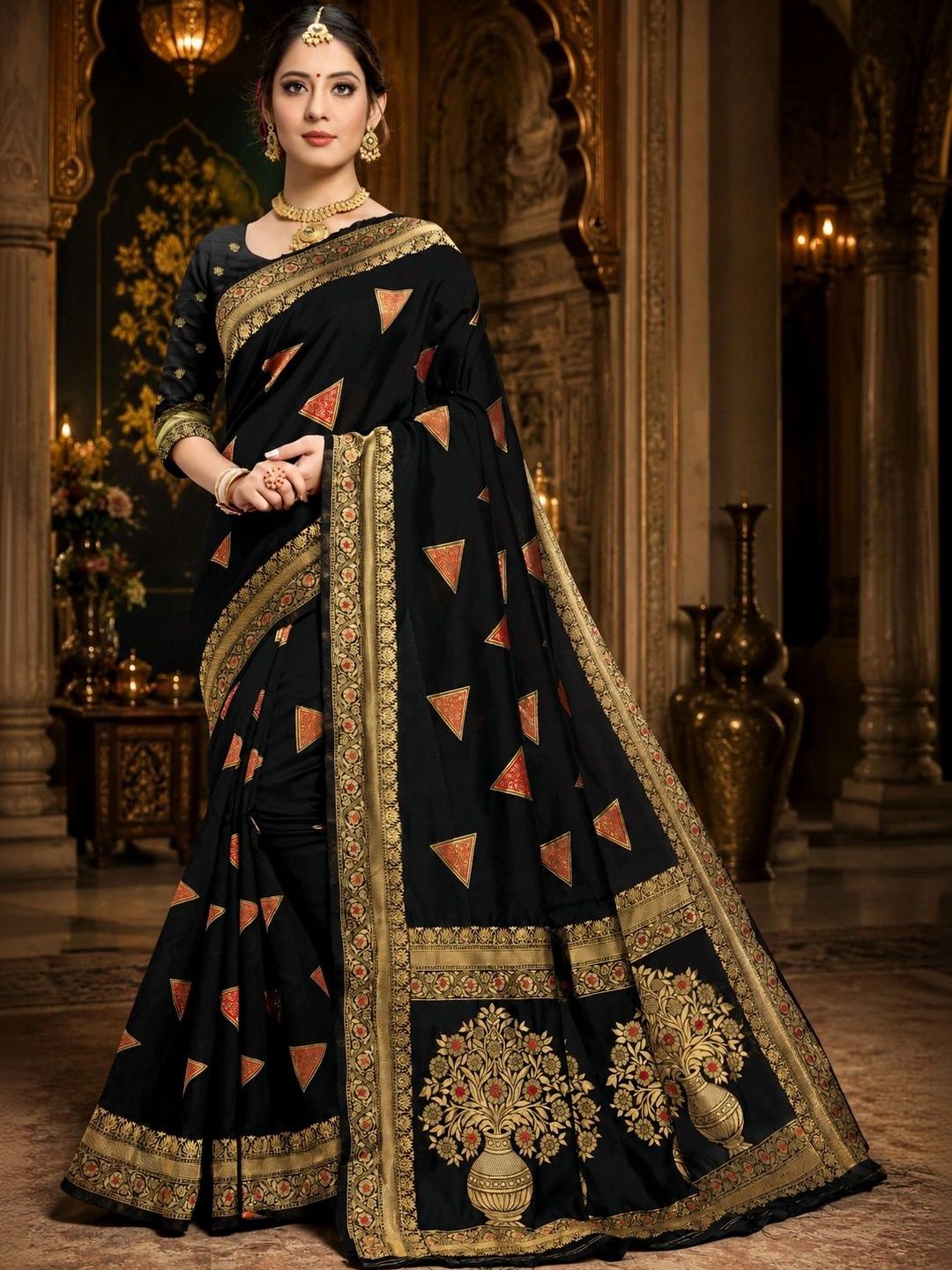 C P VASTRALAY Woven Design Zari Art Silk Fusion Banarasi Saree-picture-38