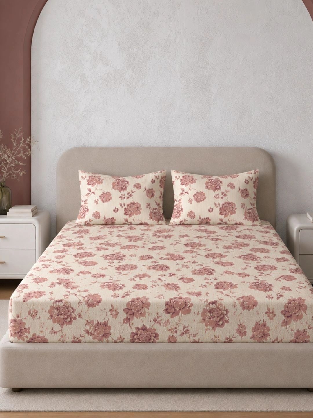 Sleeping Owls- because your sleep matters Brown Floral 220 TC King Bedsheet with 2 Pillow Covers-image-18