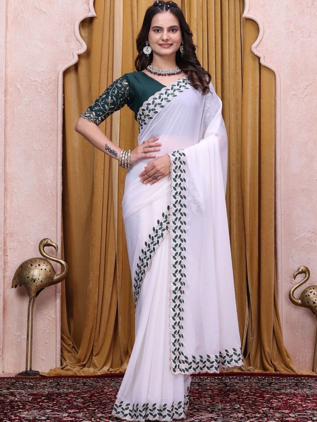 Mitera Embroidered Poly Georgette Designer Saree-picture-17