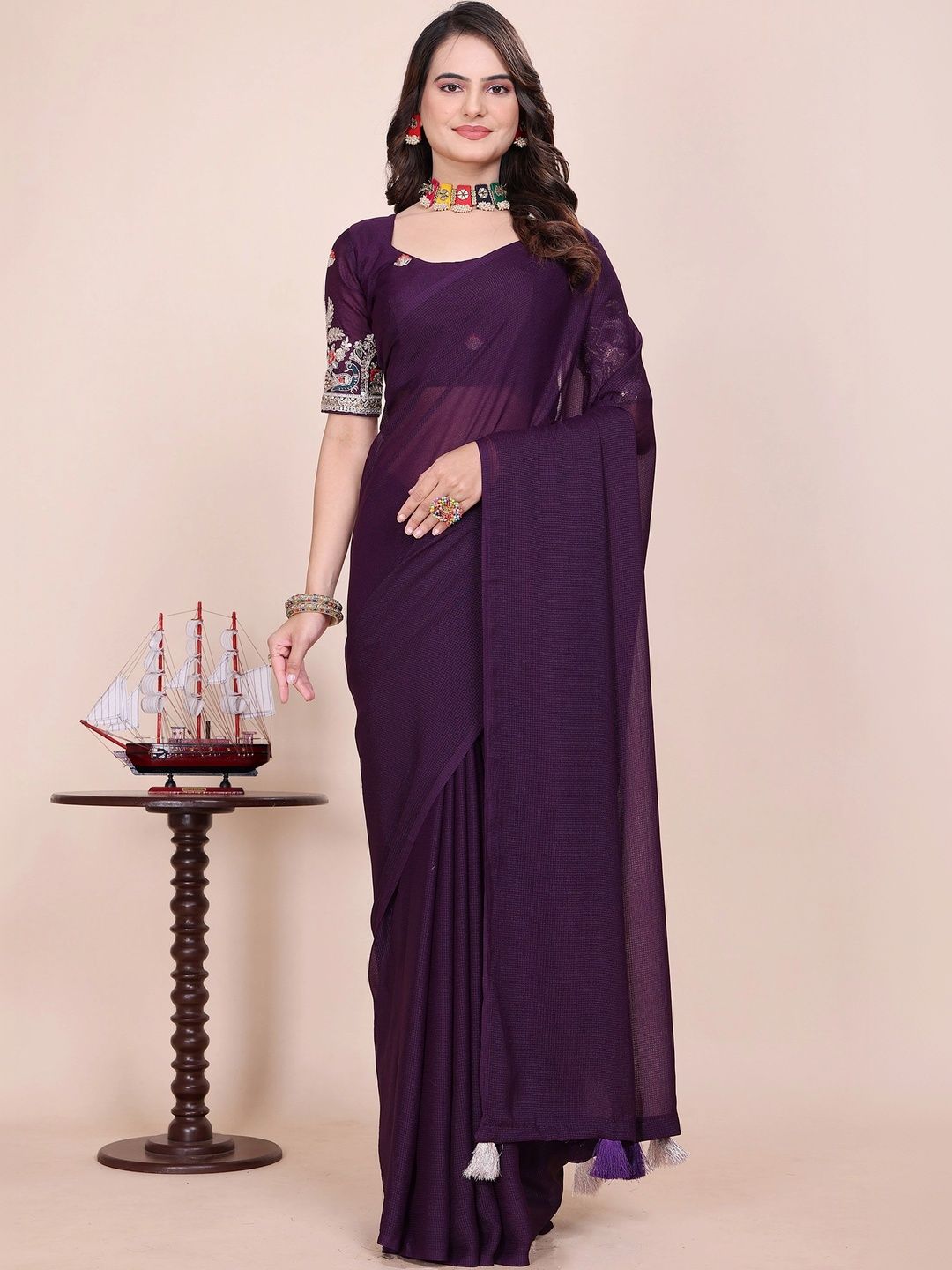 all about you Embroidered Poly Georgette Designer Saree-picture-28