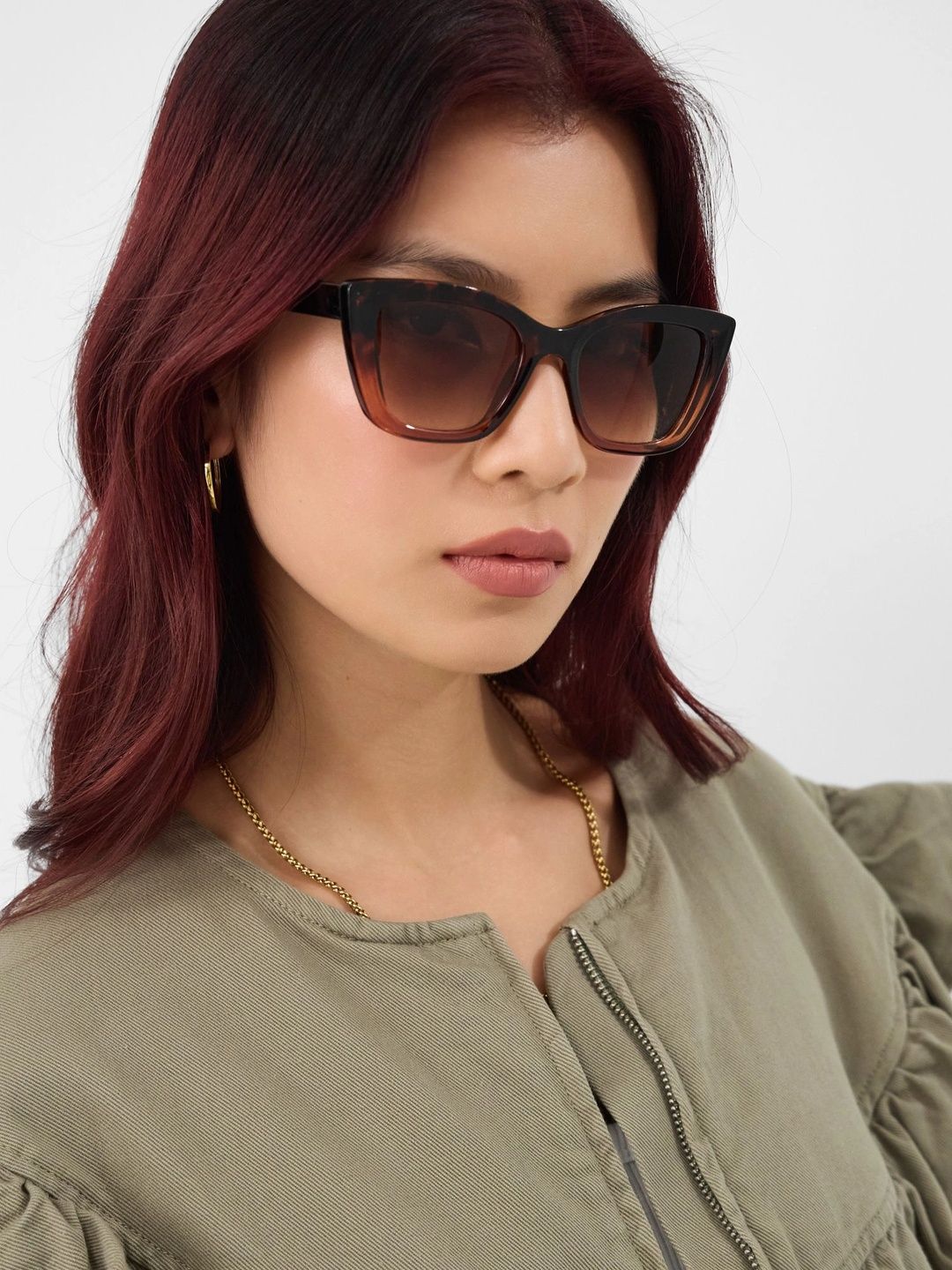 Accessorize Women Brown Lens & Brown Cateye Sunglasses with-image-4