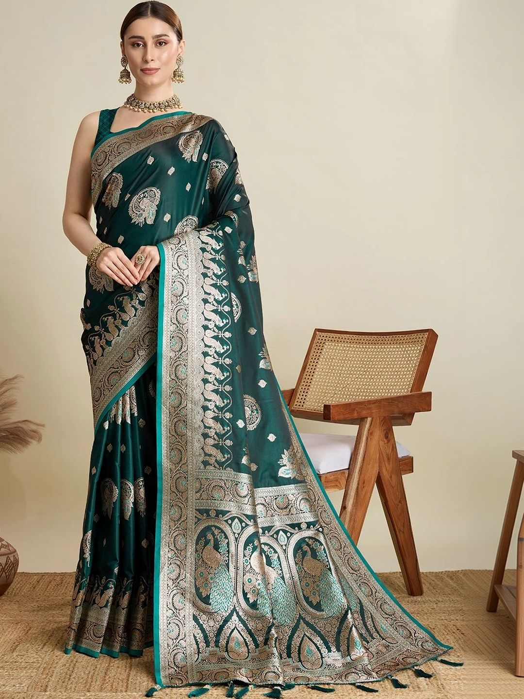 Lalan Shree Creation Woven Design Zari Silk Blend Saree-image-49