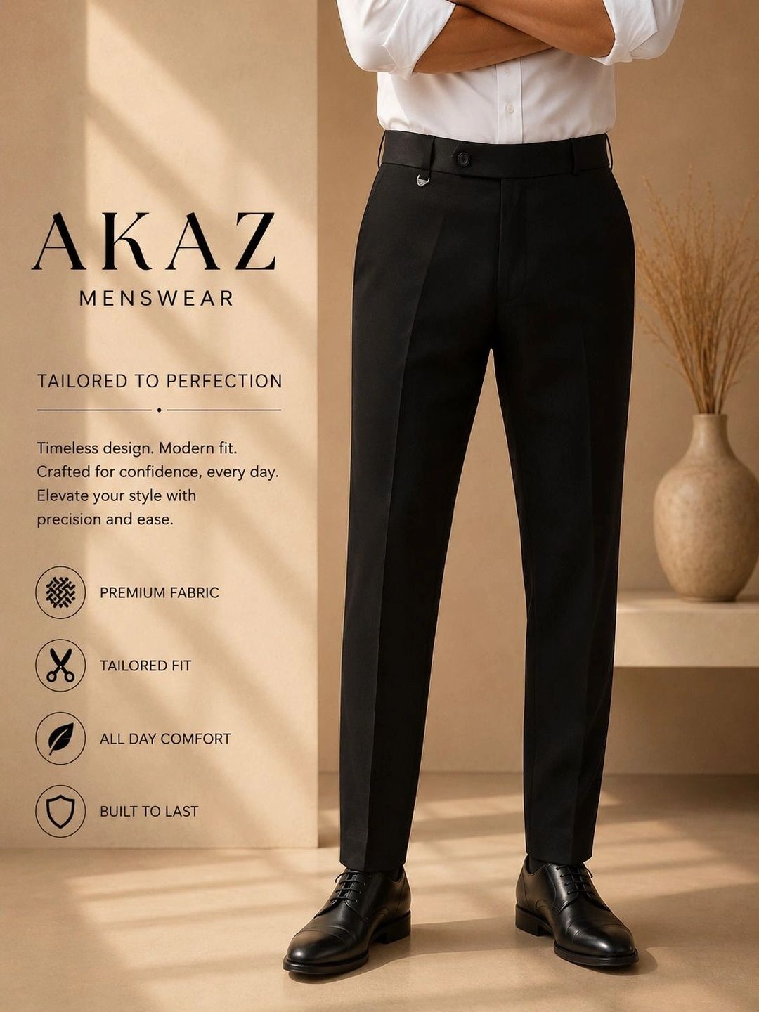 Akaz Men Tailored Slim Fit Easy Wash Trousers-picture-52