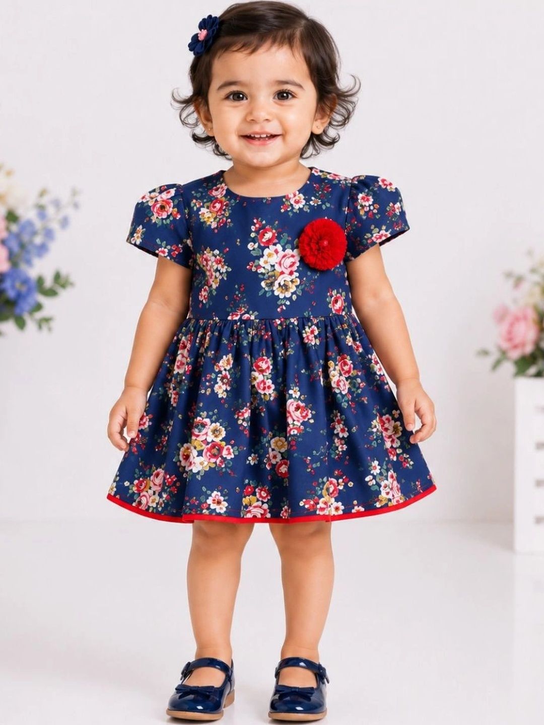 Cuddleloom Floral Print Ruffled A-Line Dress-picture-15